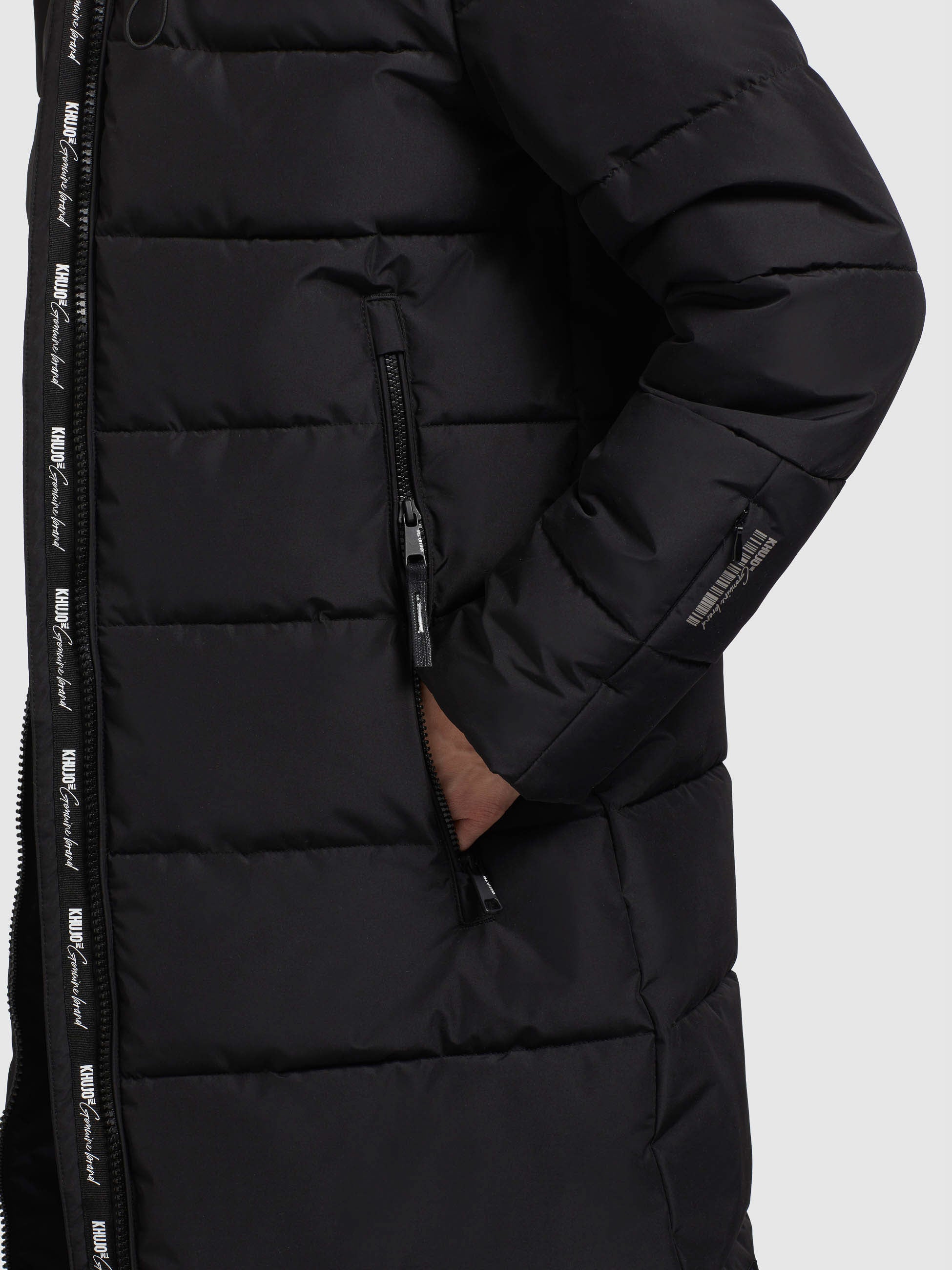 khujo-mantel-jilias4-schwarz-lange-gef-tterte-damen-winterjacke-mit-kapuze image 8