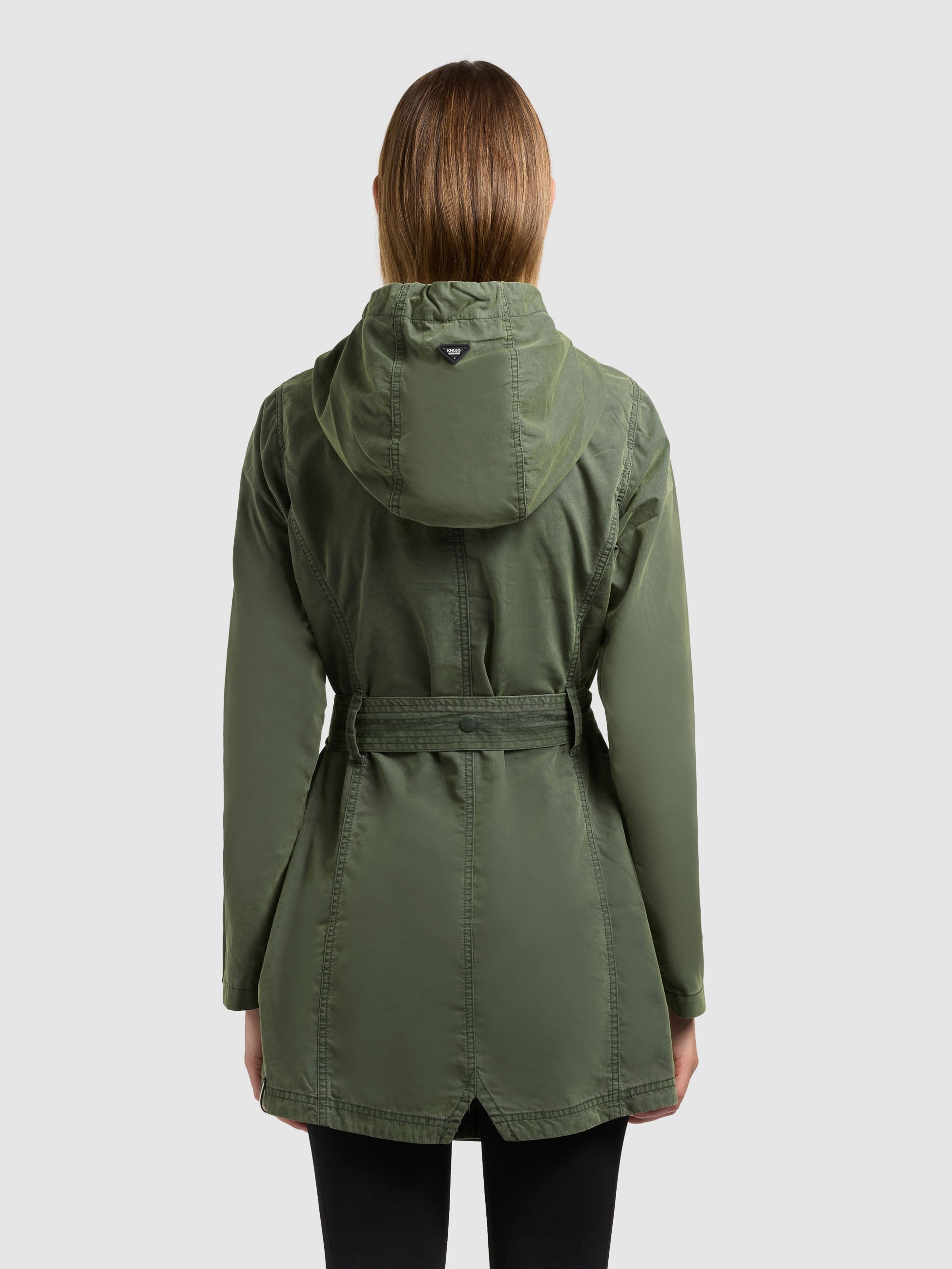 khujo-prea-damen-jacke-black-olive-sommerparka-trenchcoat-mit-kapuze image 3