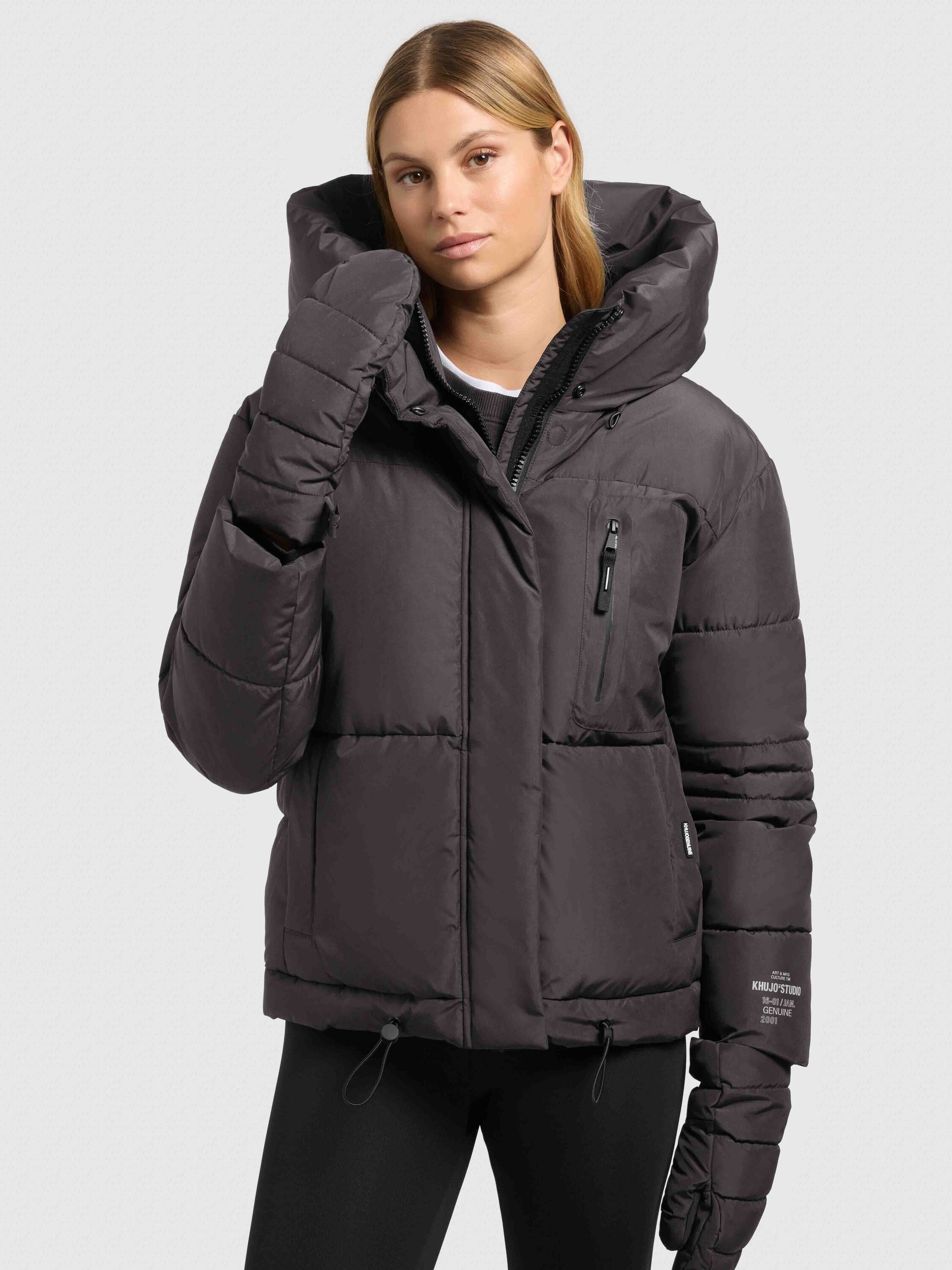 khujo-jacke-peeke2-graphite-grey-mit-handschuhen-damen-steppjacke image 7