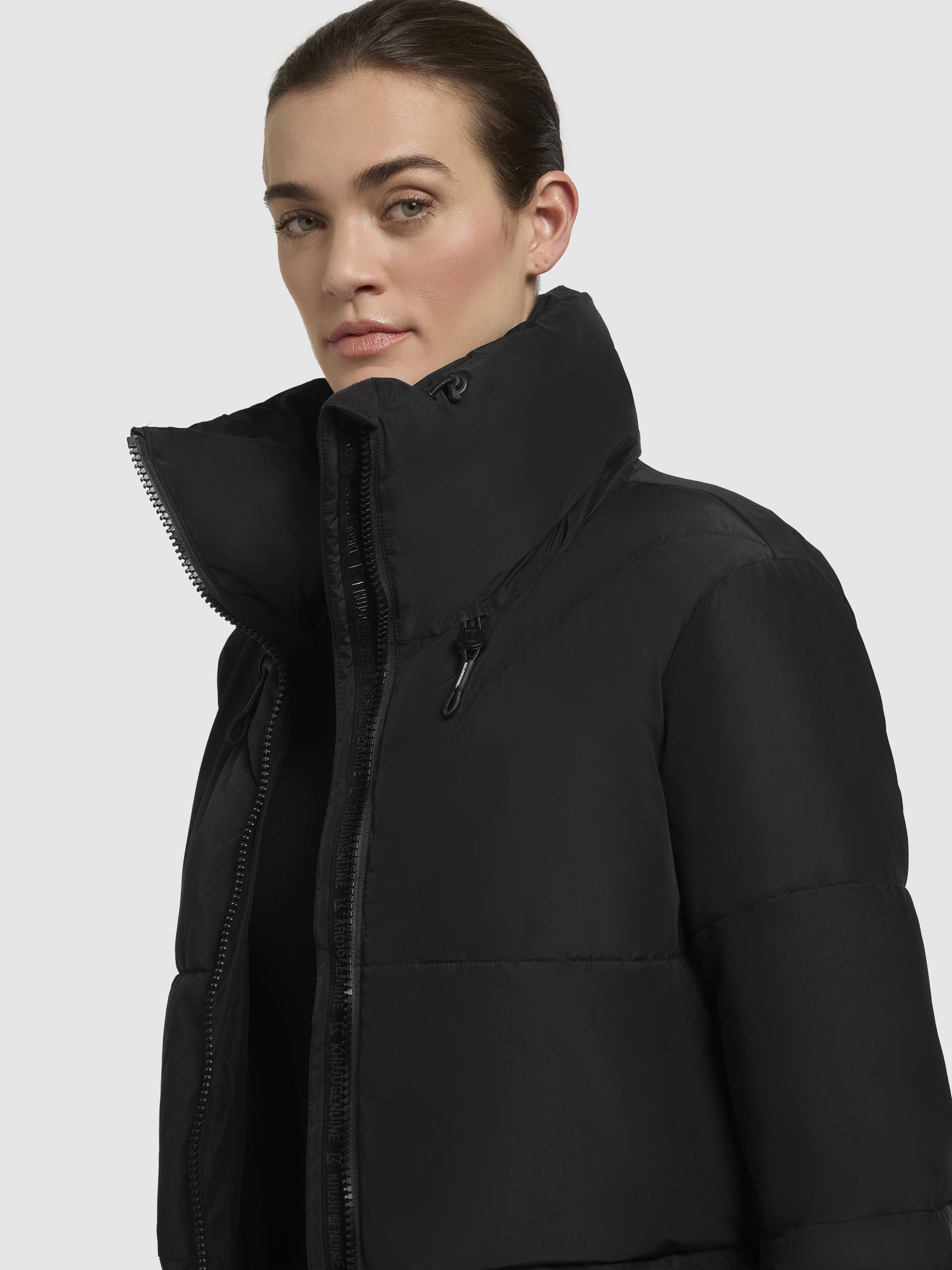 khujo-flaire-jacke-schwarz-damen-h-ftlange-blouson-winterjacke-mit-stehkragen image 7