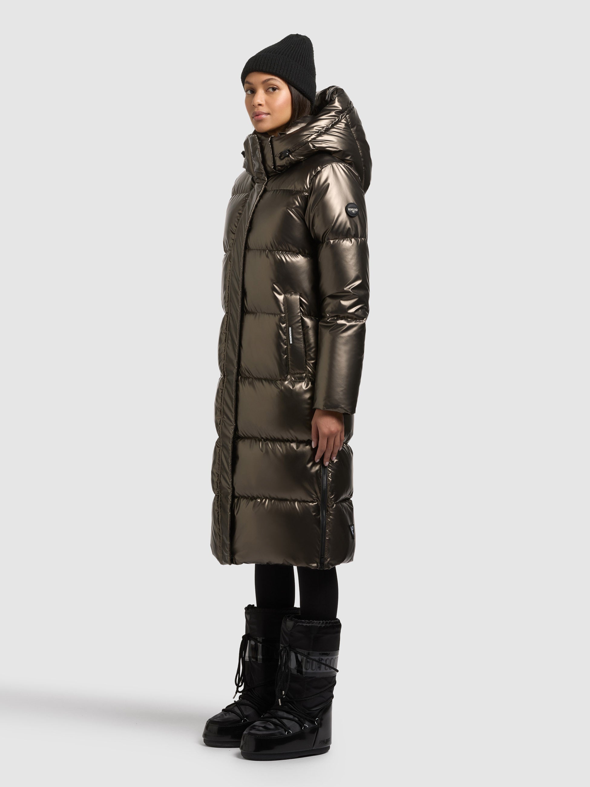 khujo-mantel-rachel2-shiny-steppmantel-cane-brown-damen image 2