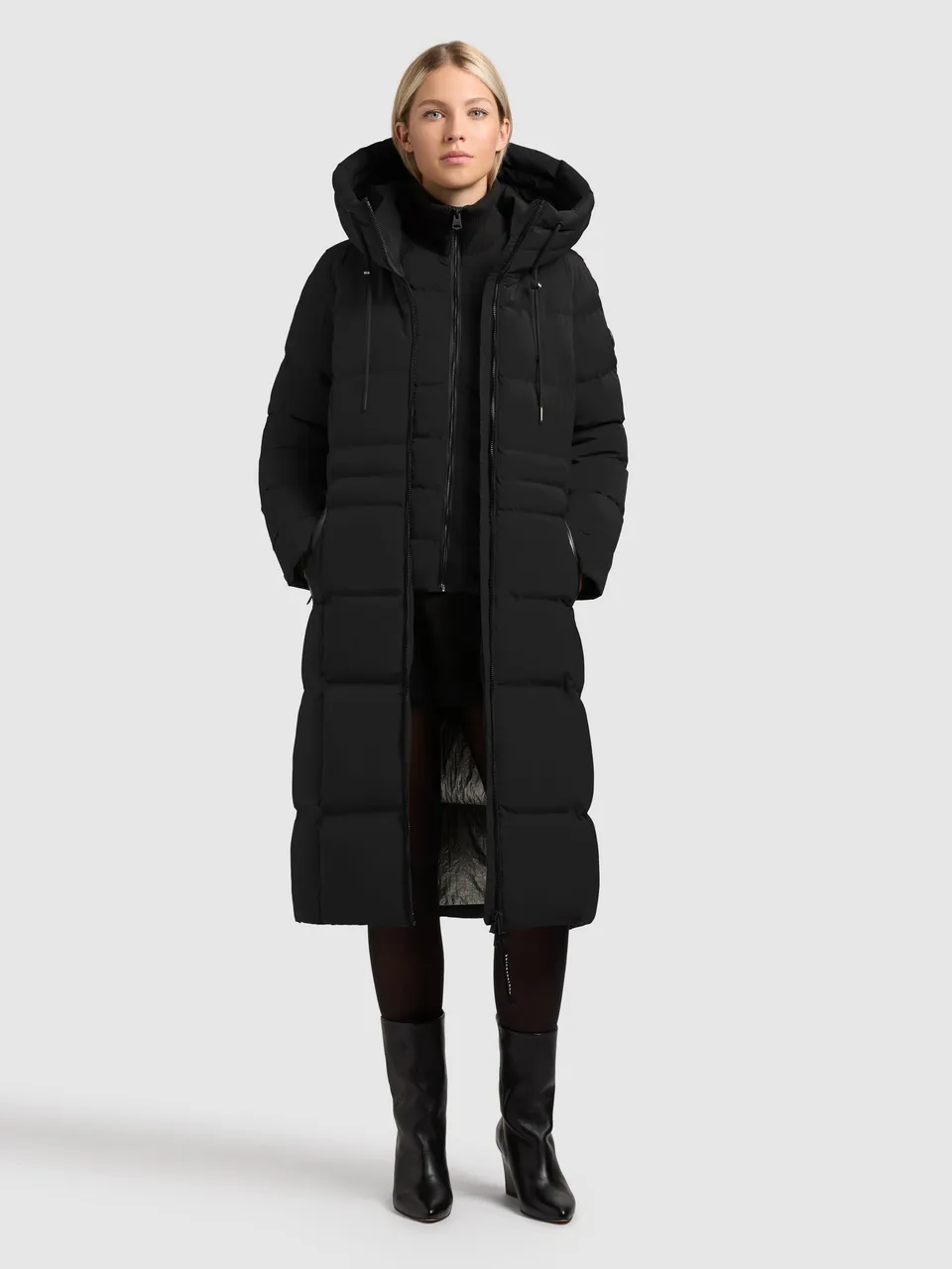 khujo-enakh-damen-steppmantel-schwarz-slim-knielang image 1
