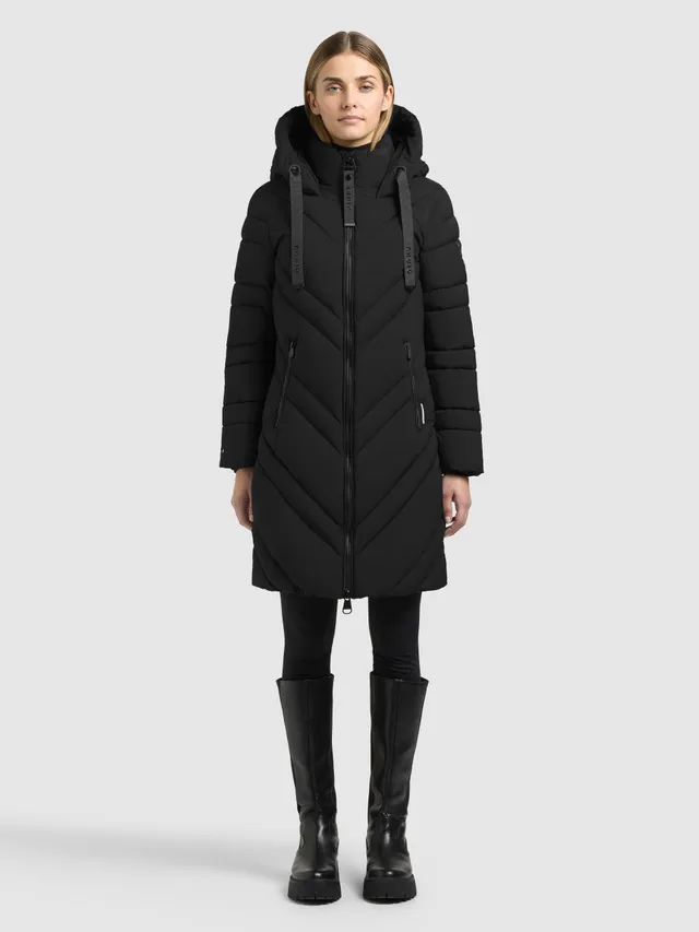 khujo-mantel-taby2-black-damen-steppmantel-knielang-mit-kapuze image 1