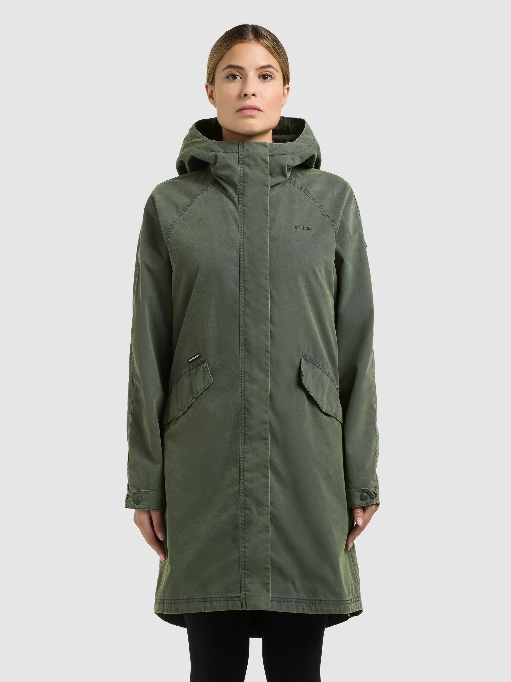 khujo-leal-damen-parka-schwarz-olive-vintage-mit-taillenzug image 4