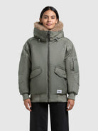 khujo-jacke-cela-sage-green-bomberjacke-damen-loose-fit image 4