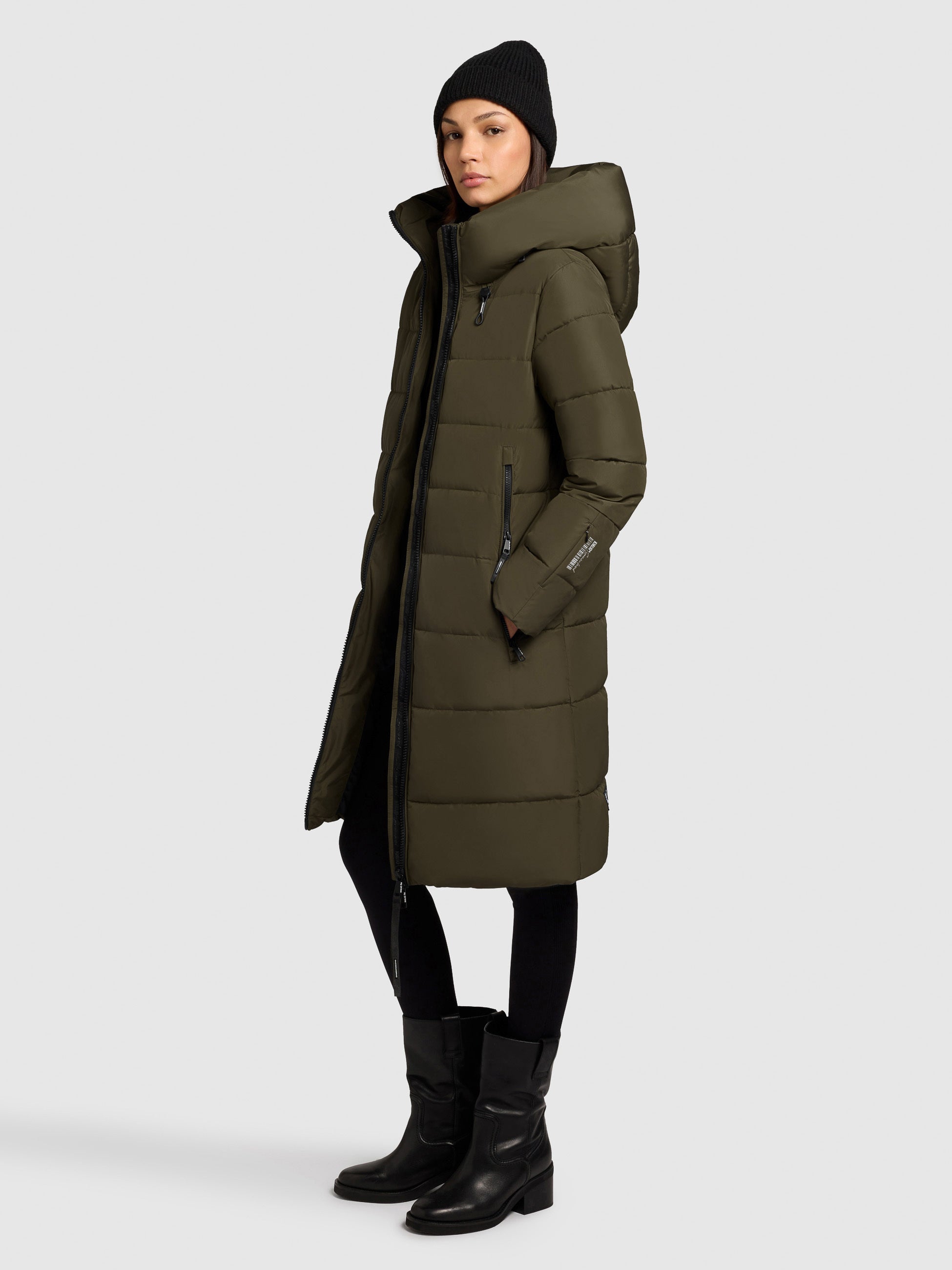 khujo-mantel-jilias5-dark-green-damen-wintermantel-stepp-lang image 6