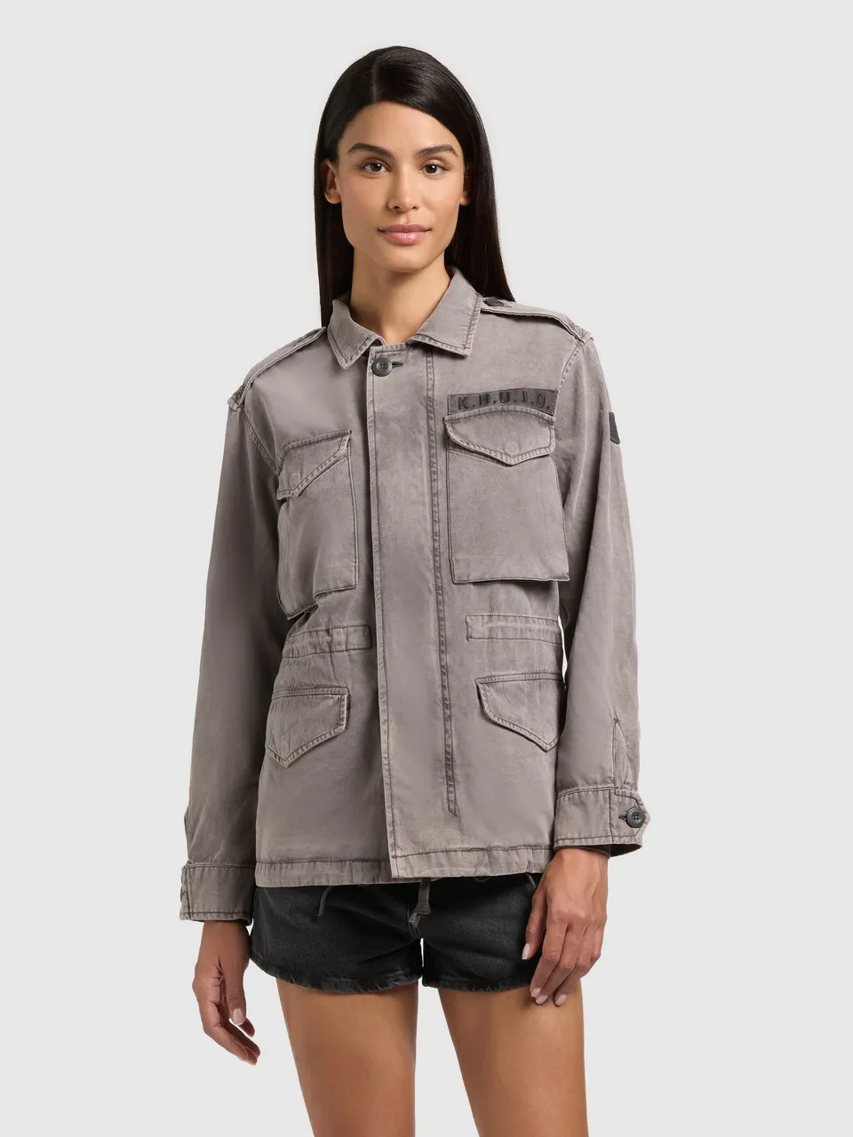 khujo-jacke-buni-slate-grey-fieldjacke-damen-aus-baumwoll-twill image 1
