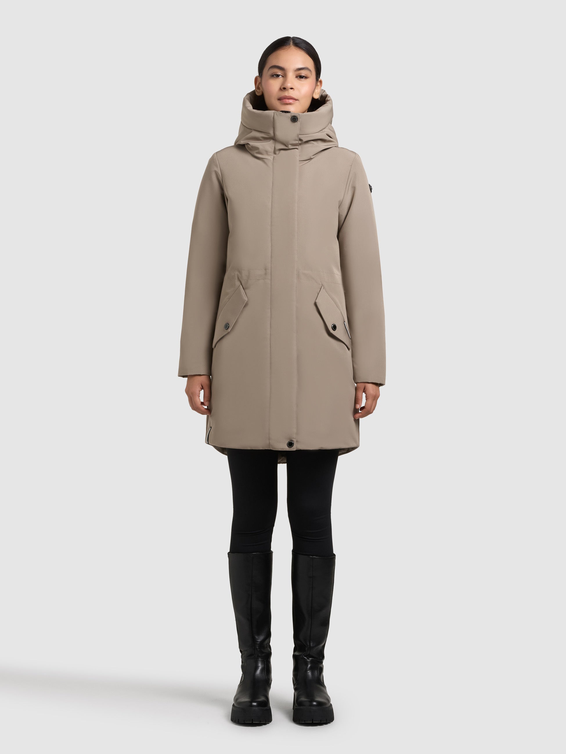 khujo-mantel-diance-greige-wattierter-kurzmantel-slim-fit image 1