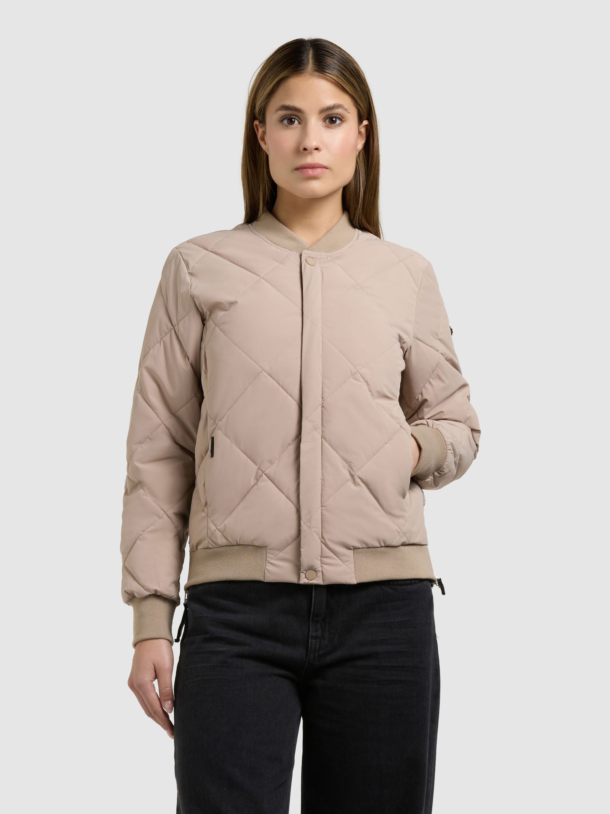 khujo-ange2-jacke-latte-beige-kurz-bomber-steppjacke image 1