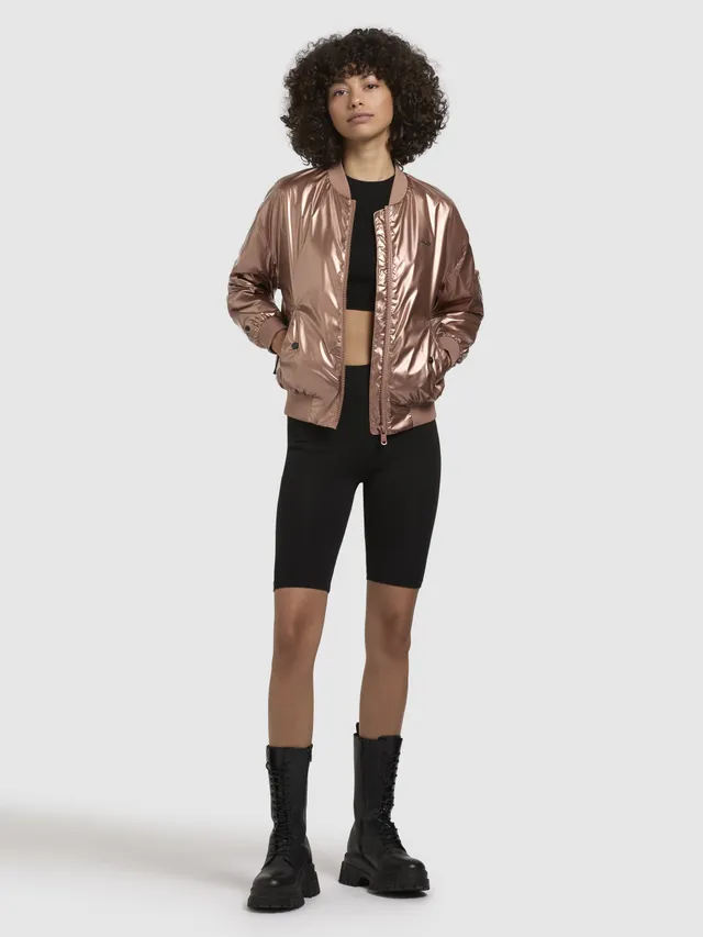 khujo-aneo-damen-bomberjacke-pink-metallic-loose-fit image 1