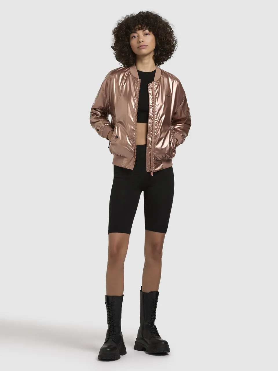 khujo-aneo-damen-bomberjacke-pink-metallic-loose-fit image 1