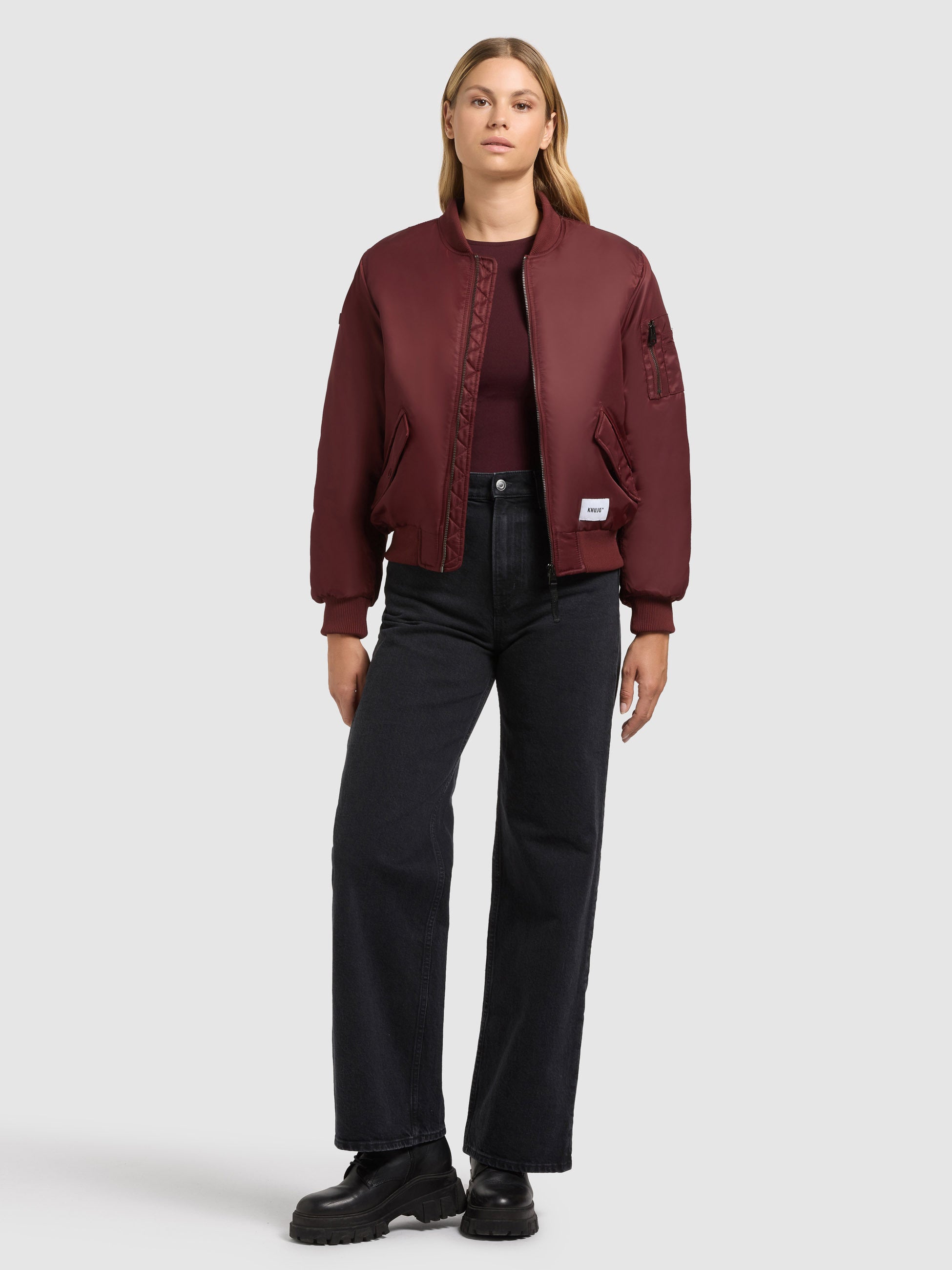 khujo-jacke-kasia-burgundy-red-bomberjacke-blouson-damen image 6