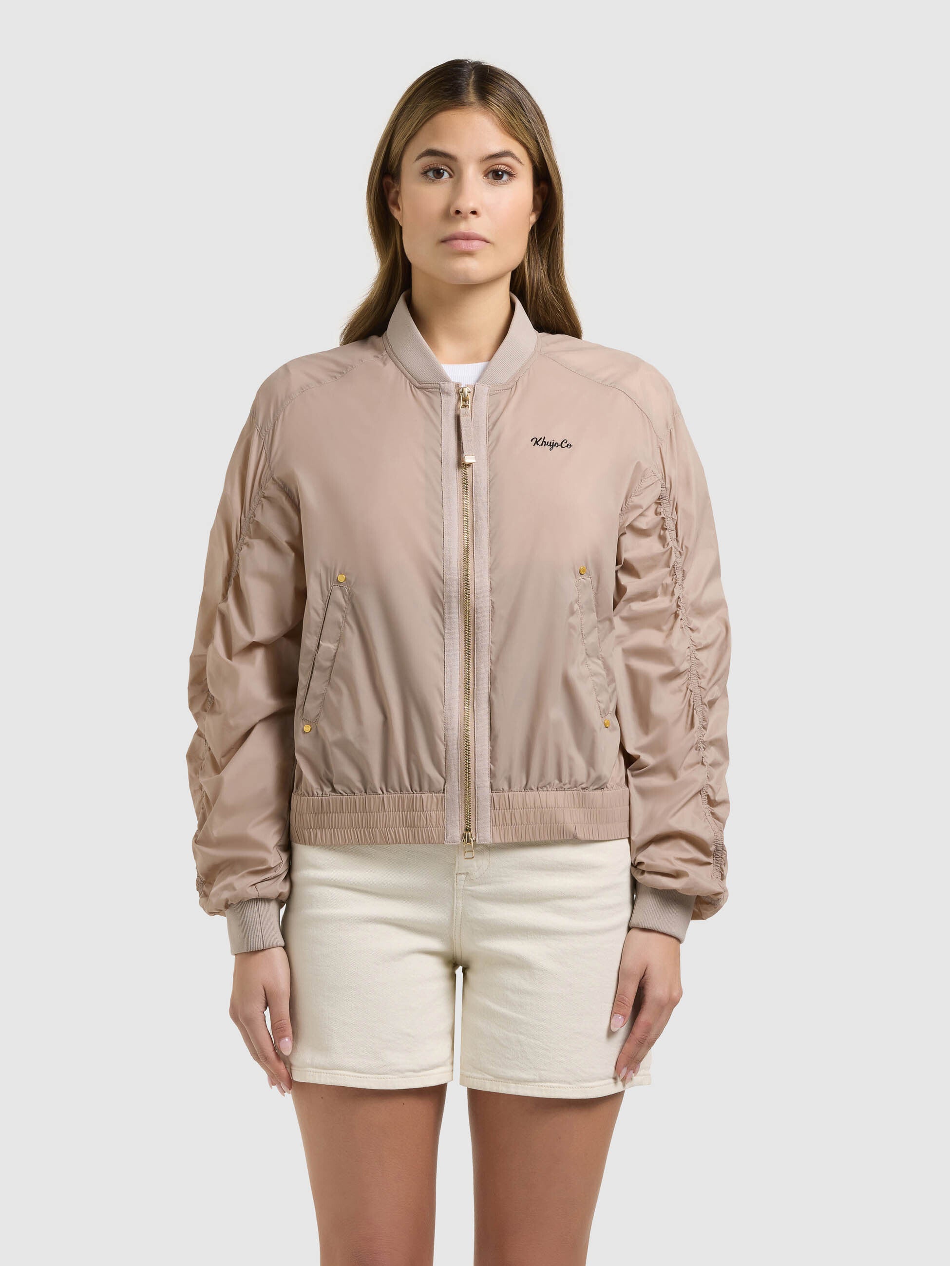 khujo-jacke-tuvay-latte-beige-bomberjacke-fliegerseide image 4