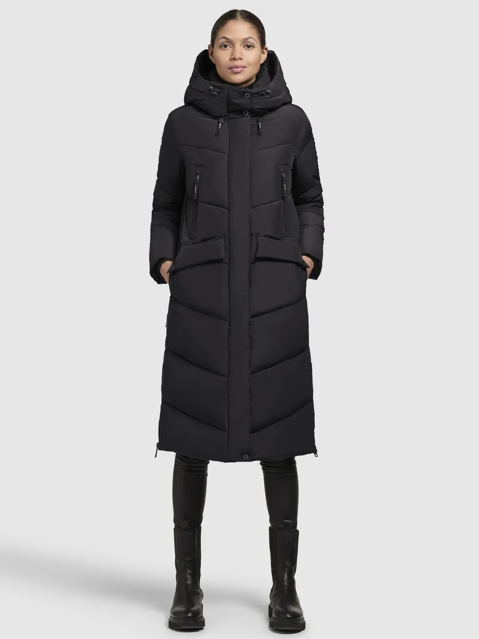 khujo-every-steppmantel-schwarz-wattierter-damen-wintermantel-mit-kapuze image 1