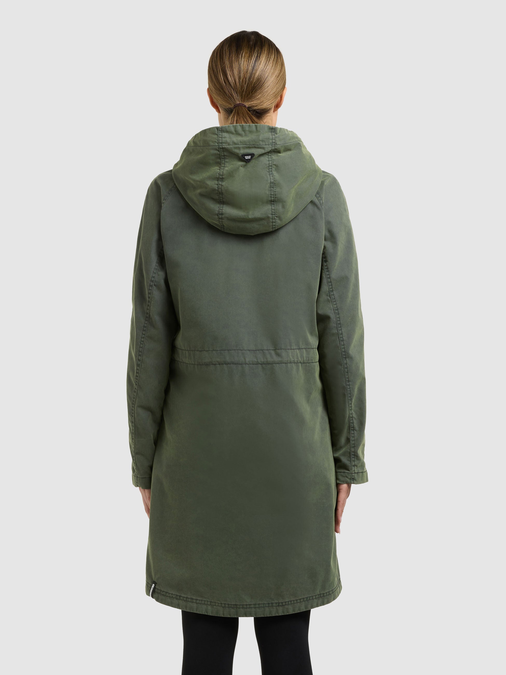 khujo-leal-damen-parka-schwarz-olive-vintage-mit-taillenzug image 3