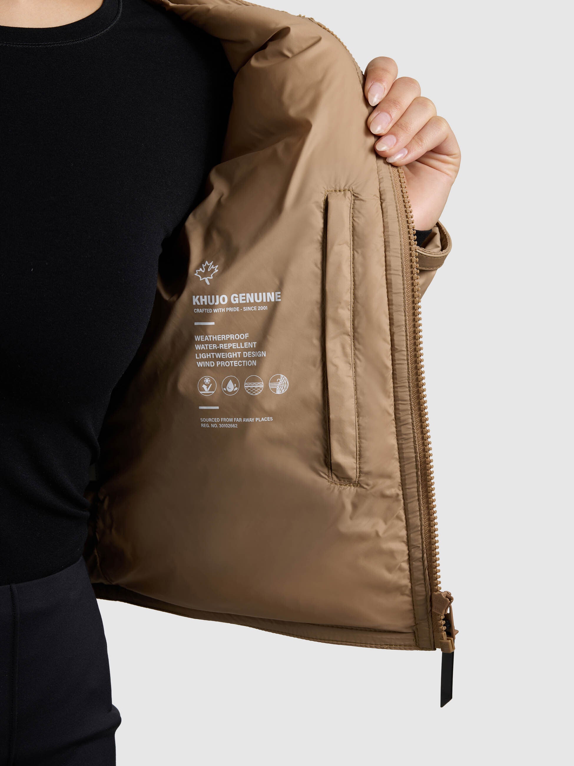 khujo-jacke-wanda-dark-camel-kragenlose-damen-steppjacke image 8