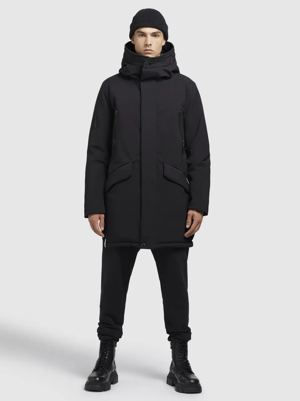 khujo-mantel-carl2-schwarz-parka-mantel-im-loose-fit-mit-kapuze image 1
