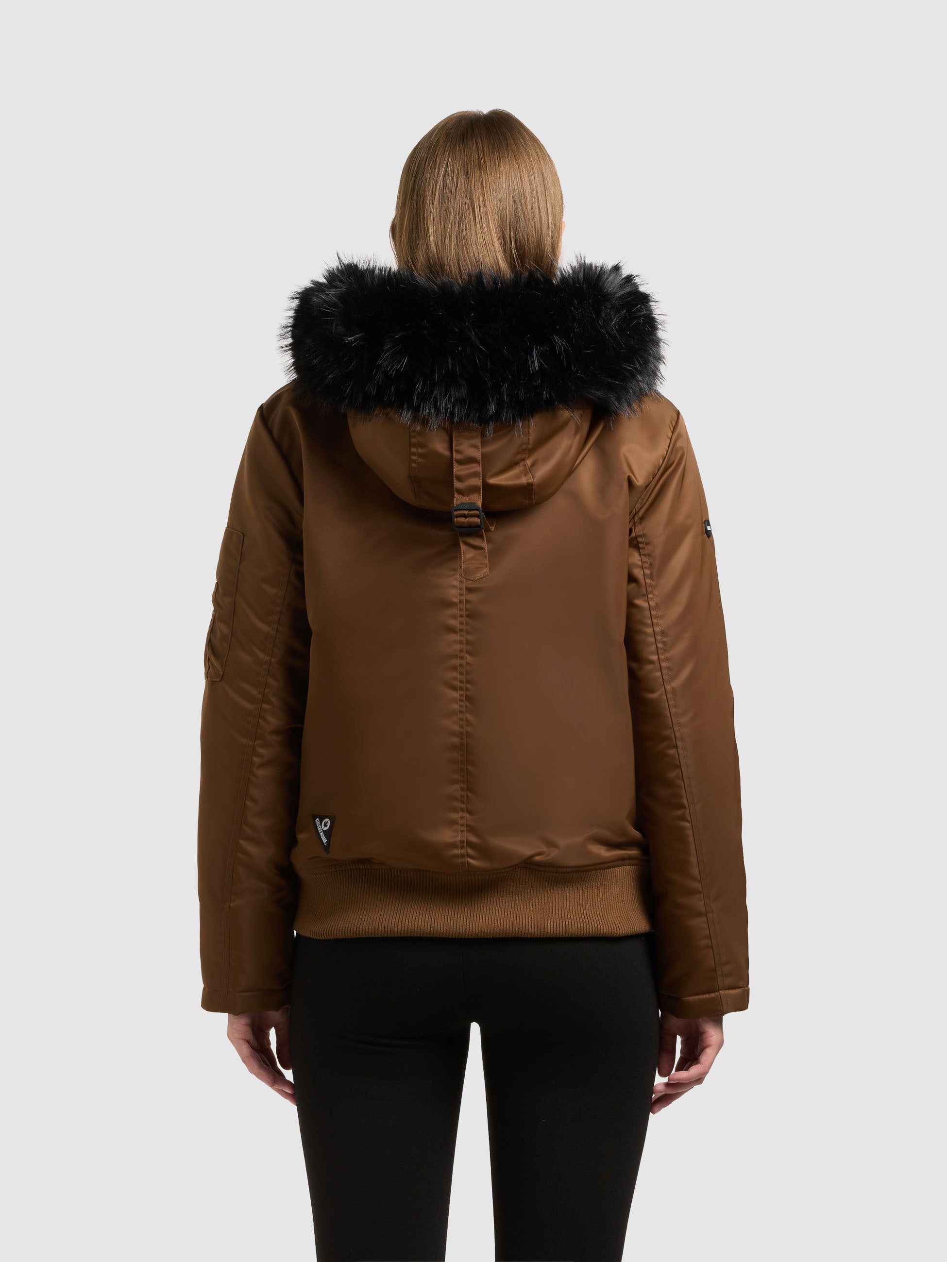 khujo-jacke-tyla-copper-brown-gl-nzende-bomberjacke-damen-mit-kunstfell image 3