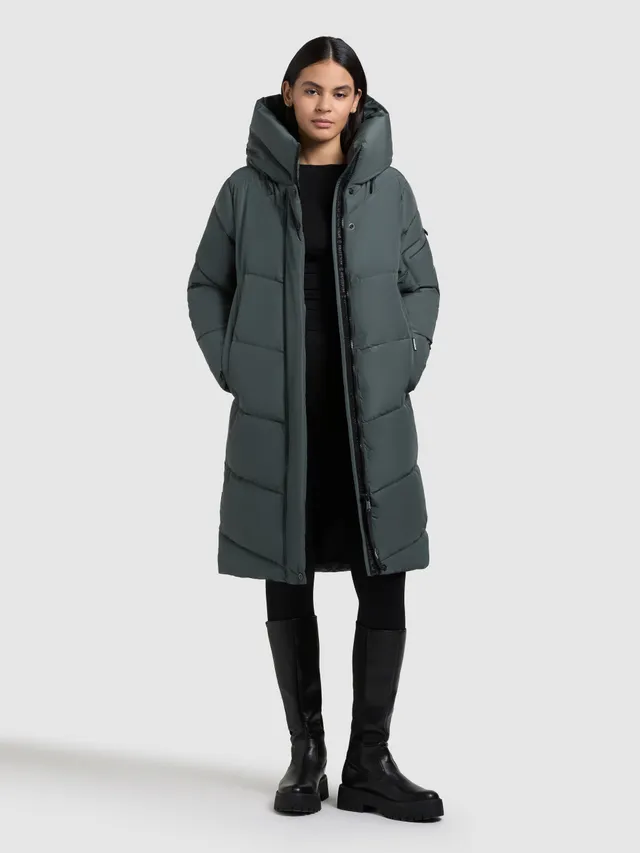 khujo-jange2-matt-damen-steppmantel-foam-green-knielang image 1