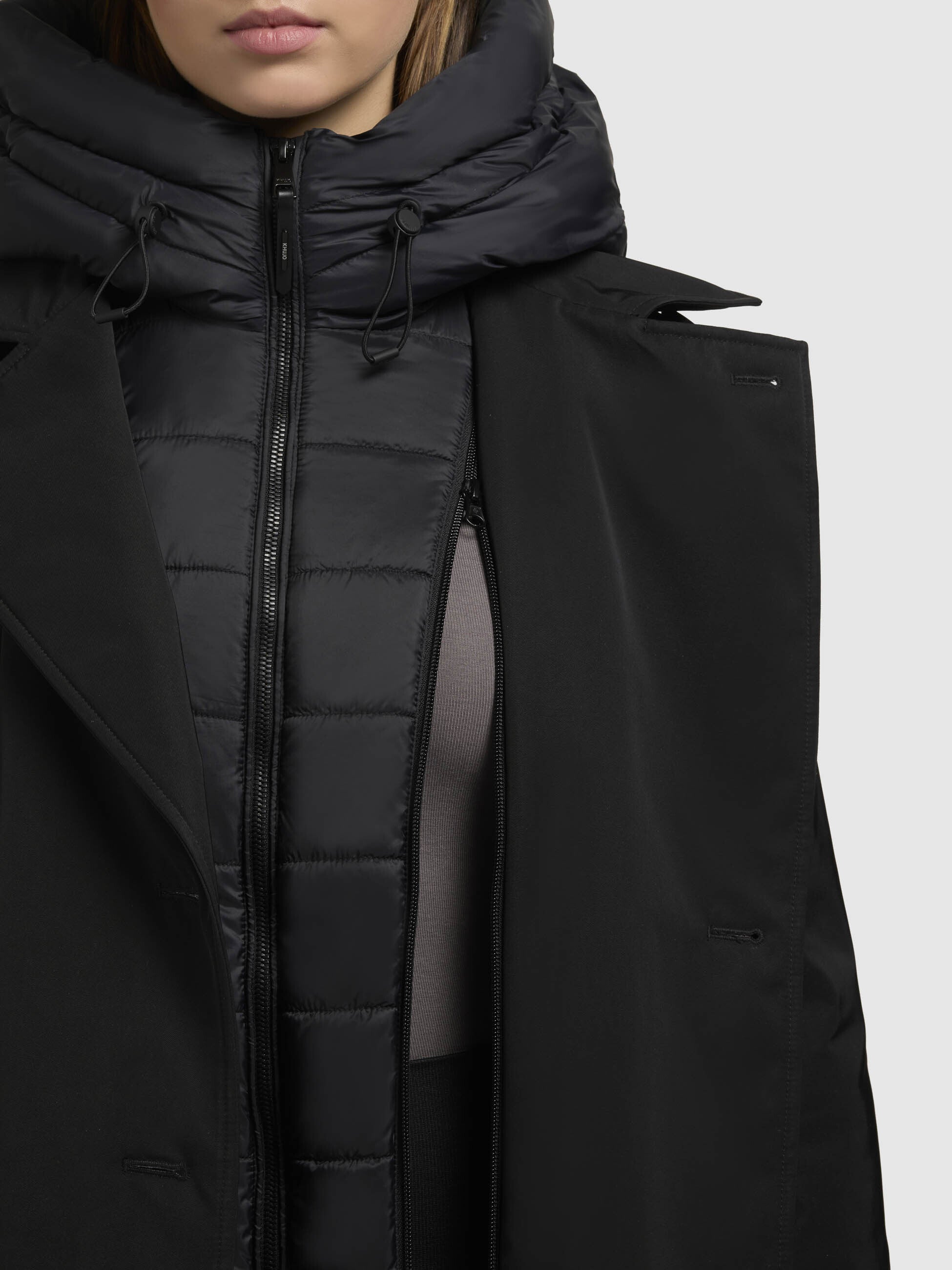 khujo-mantel-elena-schwarz-damen-trenchcoat-knielang-mit-steppeinsatz image 8