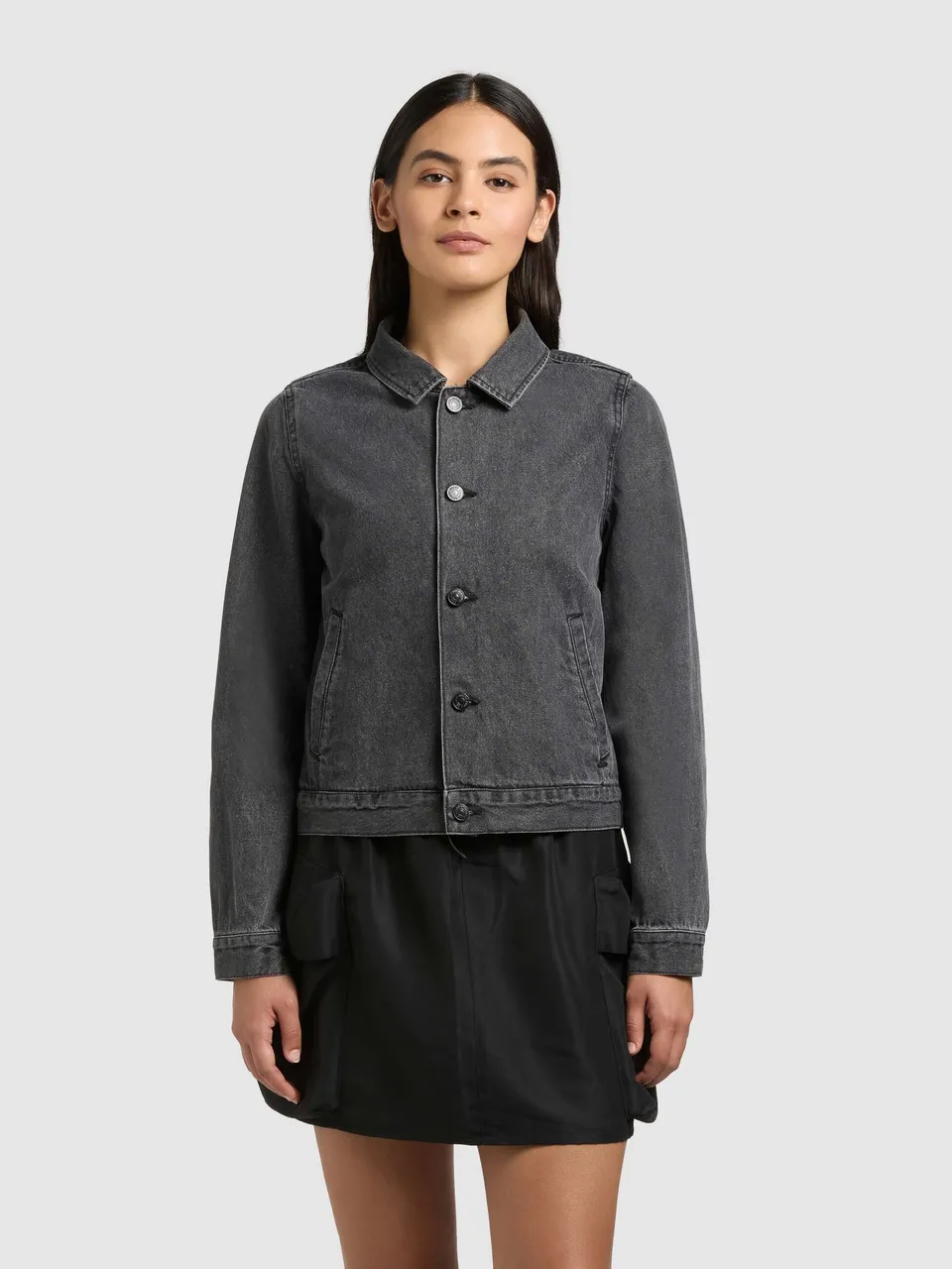 khujo-jacke-renia-jeansjacke-aus-baumwoll-denim-in-dark-grey image 1