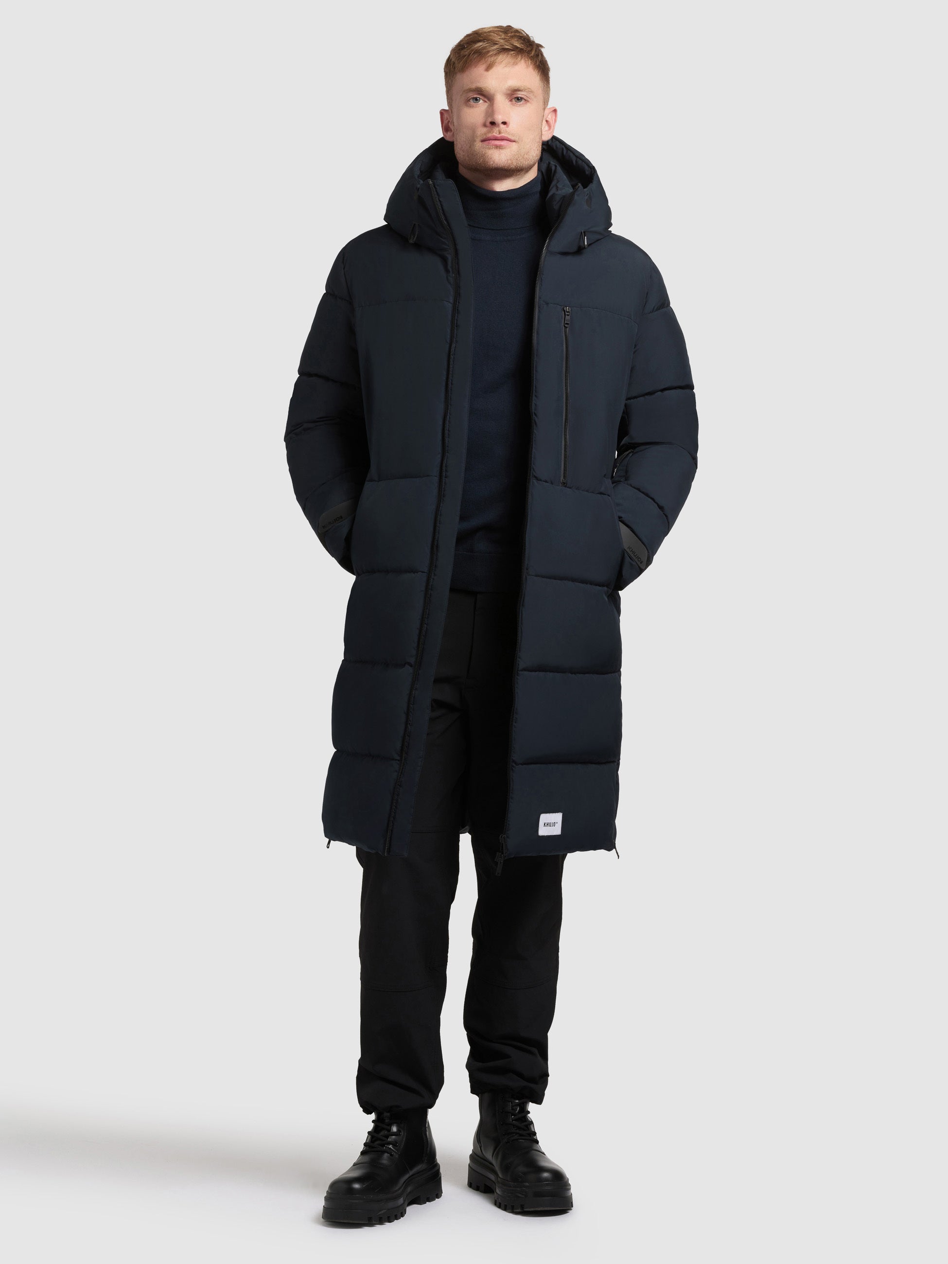 khujo-siram2-steppmantel-port-blue-knielanger-mantel-mit-kapuze-im-loose-fit image 2