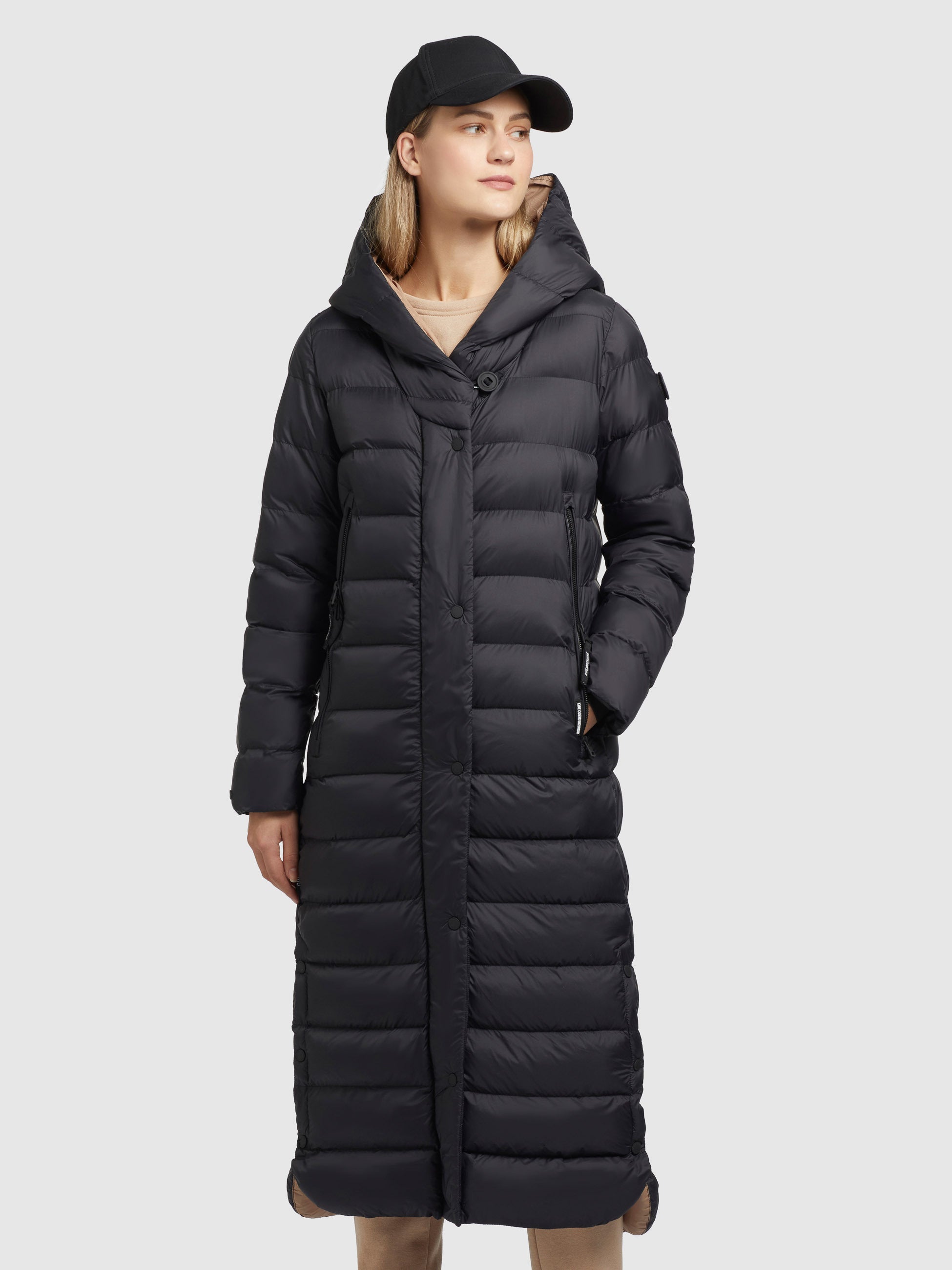 khujo-mantel-diwana2-soft-schwarz-wadenlanger-steppmantel-damen image 2