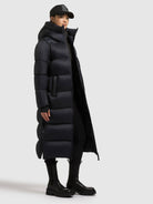 khujo-coat-zinnia-port-blue-damen-wadenlanger-crinkle-steppmantel image 6