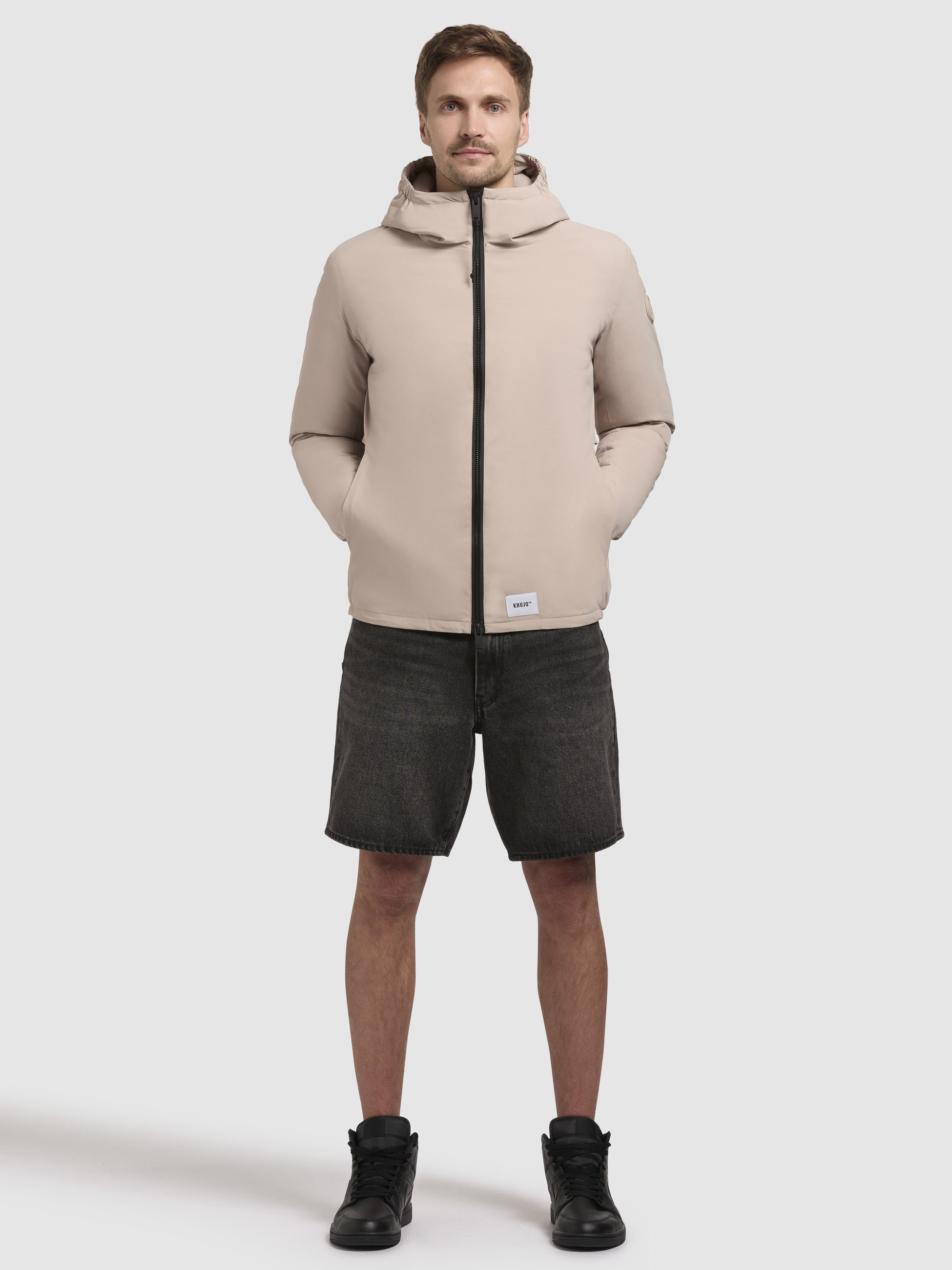 khujo-thido-herren-blouson-jacke-beige-regular-fit-wattiert-mit-kapuze image 2
