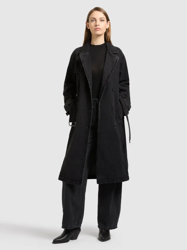 khujo-hera-black-damen-jeans-trenchmantel-denim-schwarz image 1