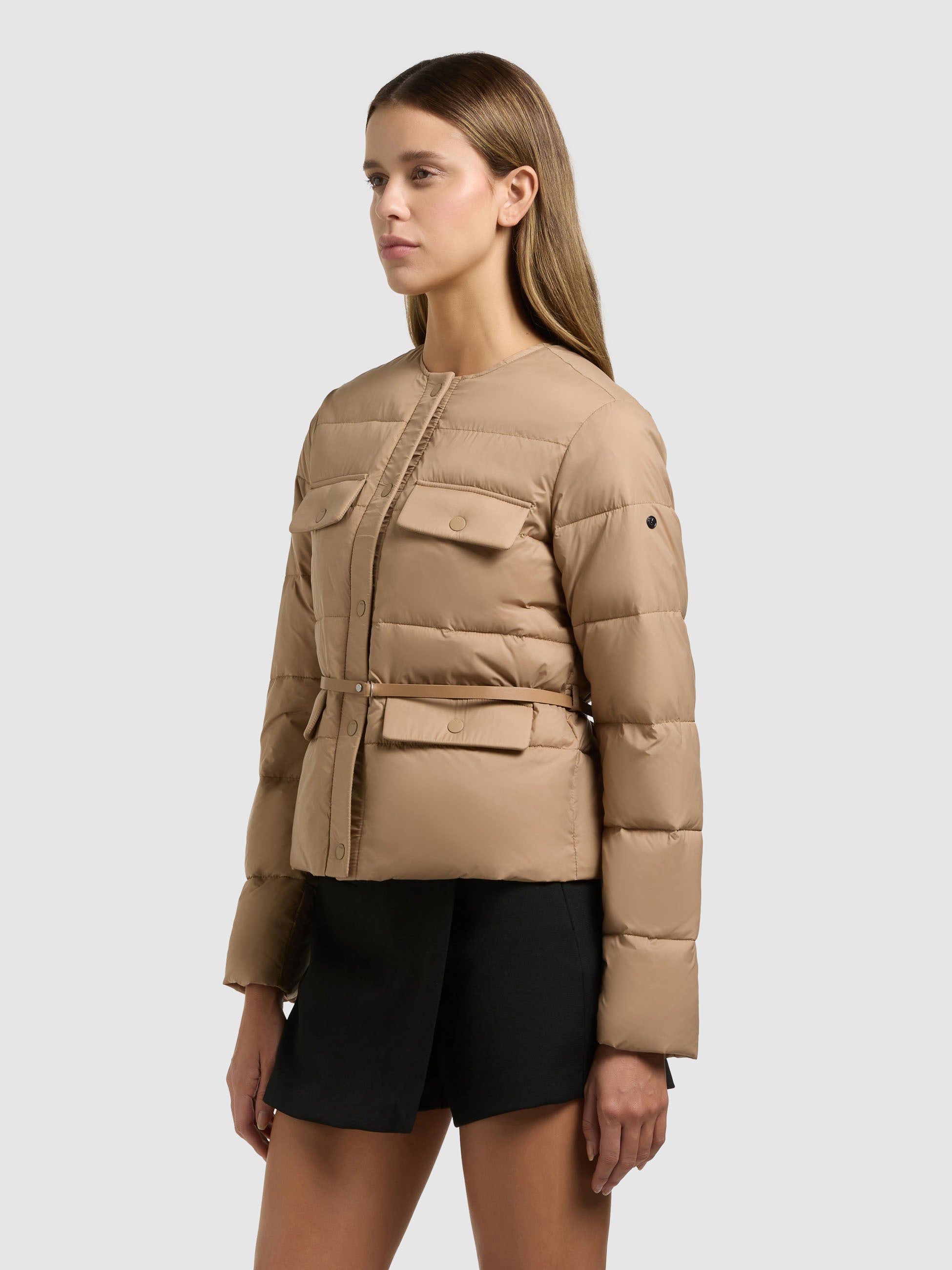 khujo-jacke-cinnia-dark-camel-kragenlose-steppjacke-mit-g-rtel image 5