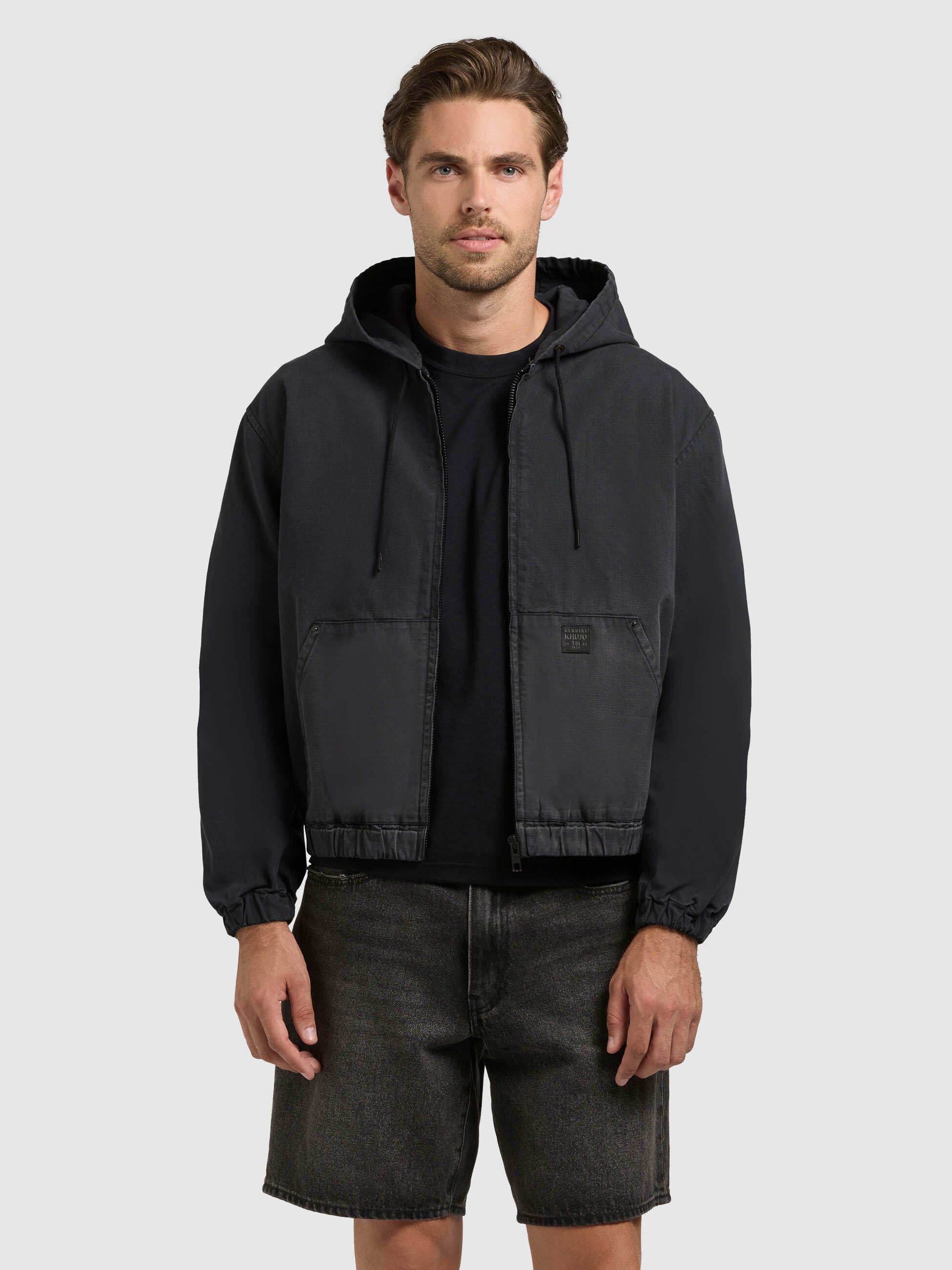 khujo-jacke-darrel-black-hoodie-blouson-aus-baumwoll-canvas image 1