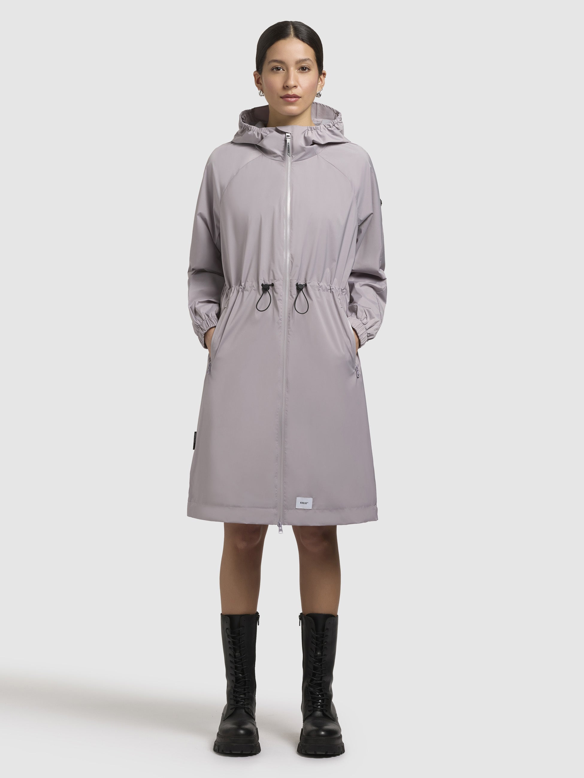 khujo-coat-tuuli-gray-purple-knie-langer-damen-windbreaker-mantel image 1