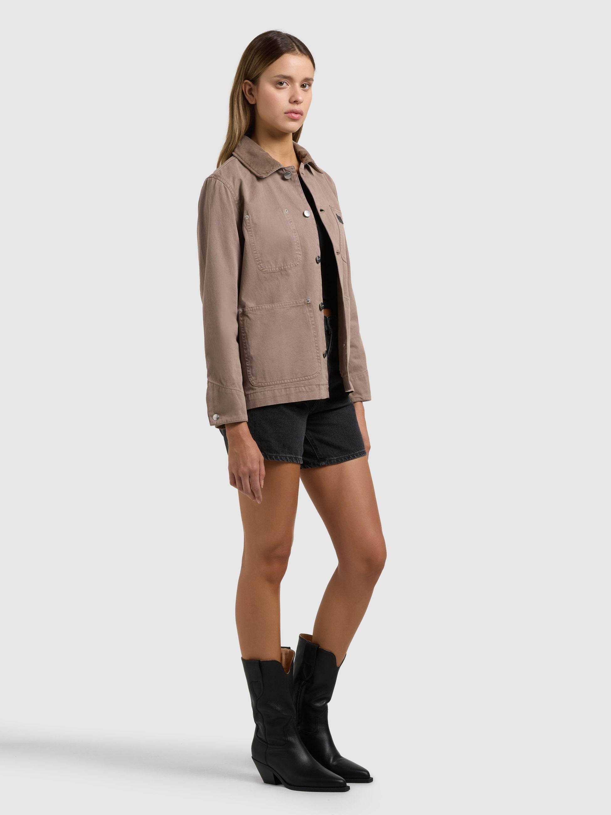 khujo-jacke-suzy-latte-brown-fieldjacket-damen-baumwoll-twill image 2