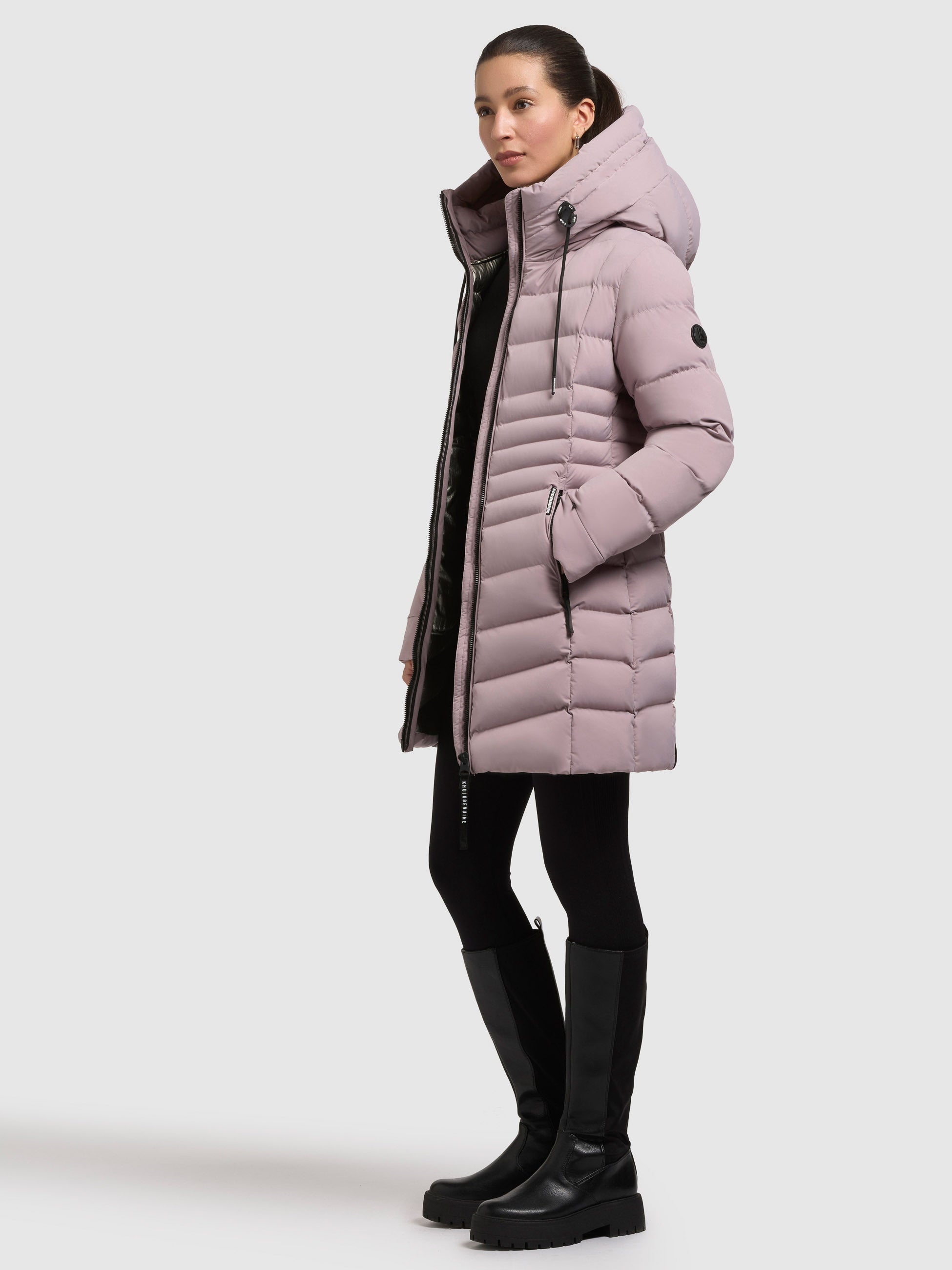 khujo-lava-kurzmantel-pale-mauve-slim-fit-steppjacke-mit-kapuze image 2