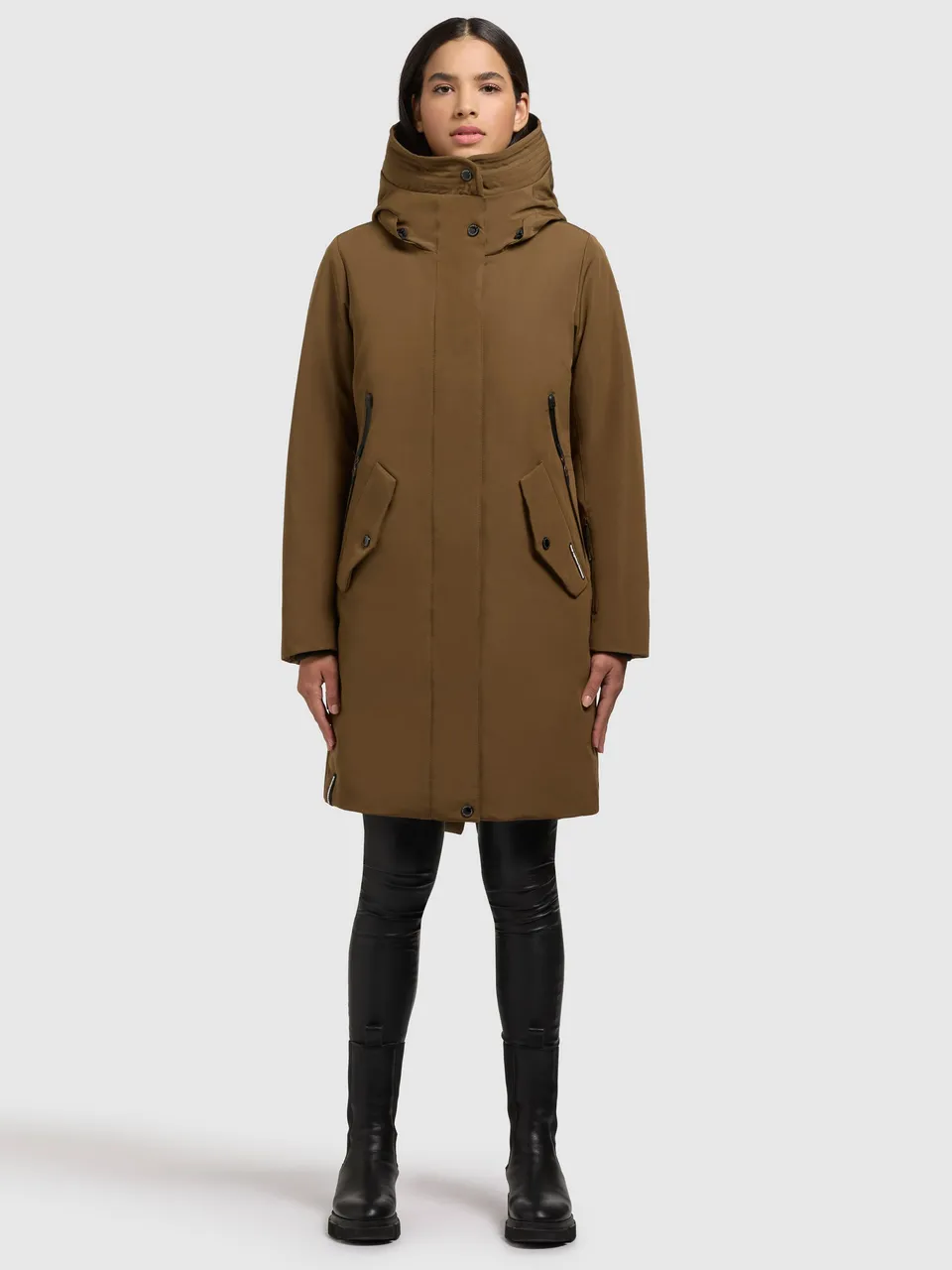 khujo-charlyn4-damen-kurzmantel-khaki image 1