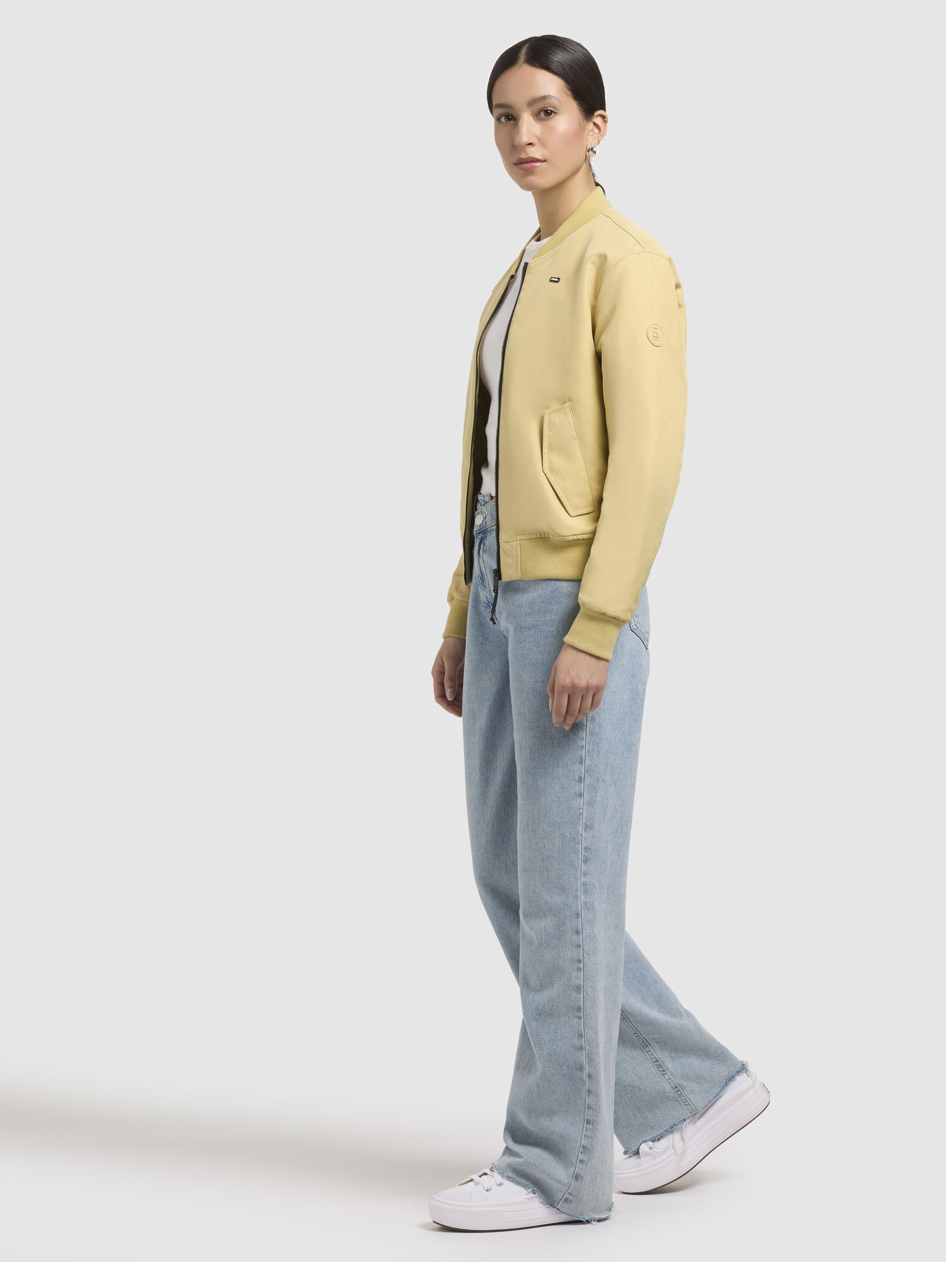 khujo-philo-gelbgr-n-damen-bomberjacke-h-ftlang-regular-fit image 2