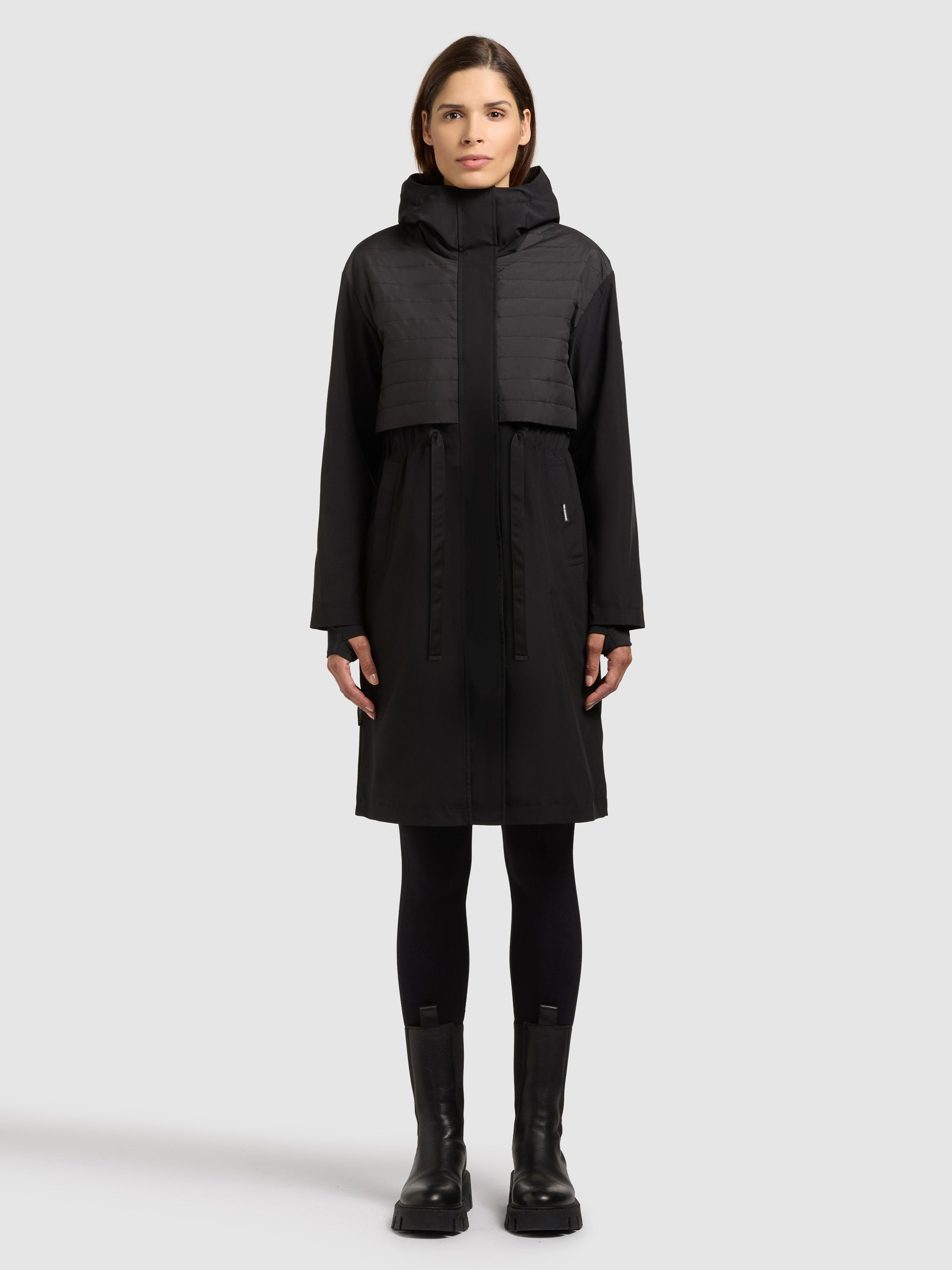 khujo-elsa-damen-kurzmantel-black-leichter-regenmantel-mit-kapuze image 2