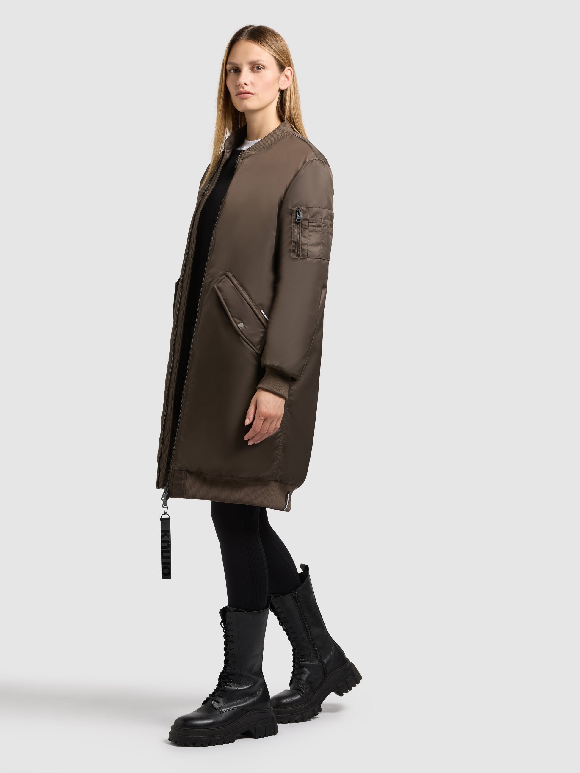 khujo-mantel-lulu-potter-brown-damen-wintermantel-im-bomber-look-knielang image 2