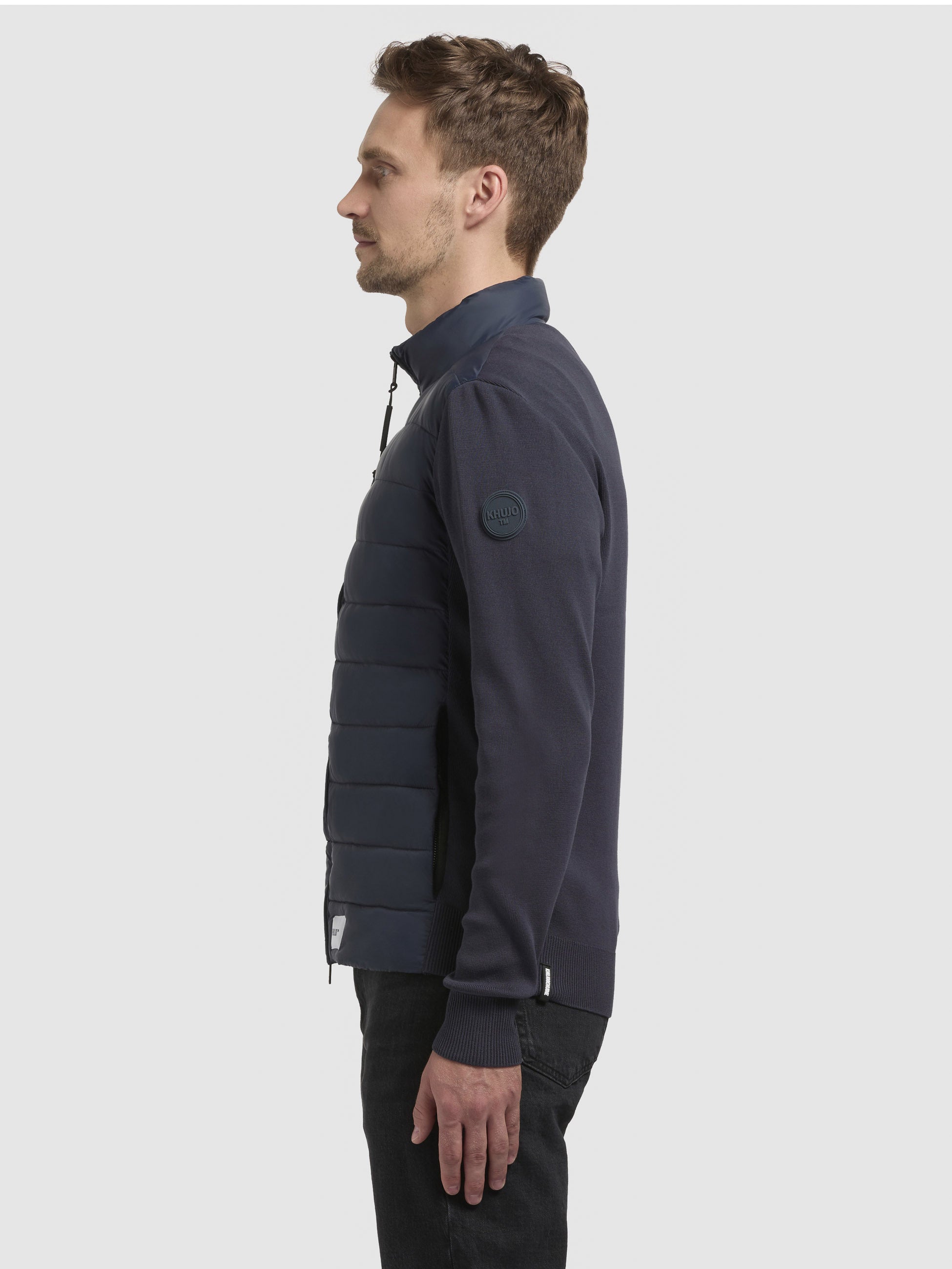 khujo-gideon-jacke-dunkelblau-herren-sommerjacke-slim-fit-materialmix image 5