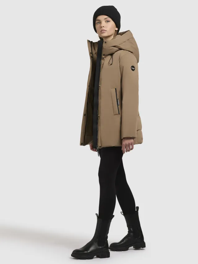 khujo-palla-damen-winterjacke-hellbraun-mit-kapuze-und-wattierung image 1