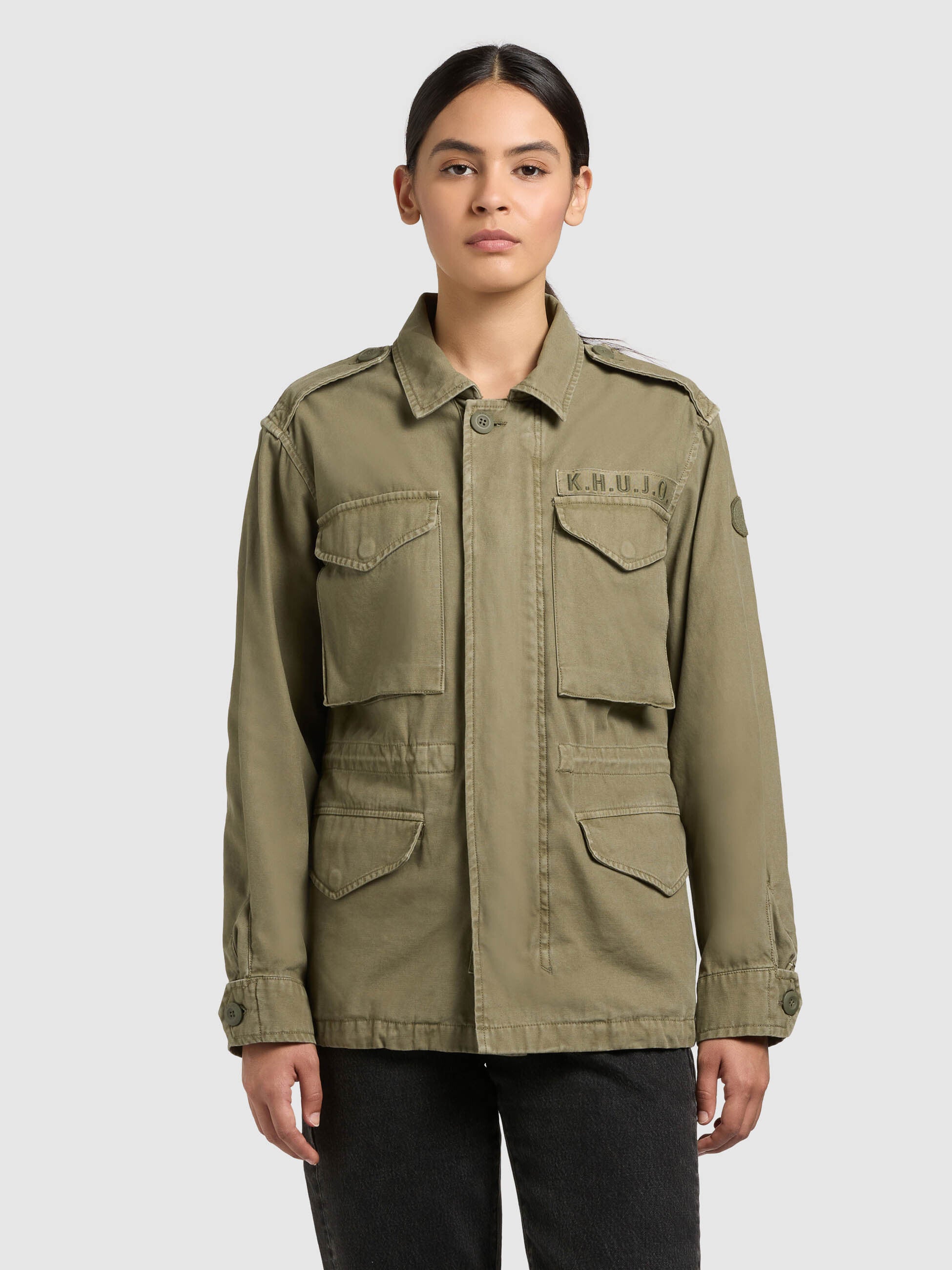 khujo-jacke-buni-olive-damen-fieldjacket-aus-baumwoll-twill image 4