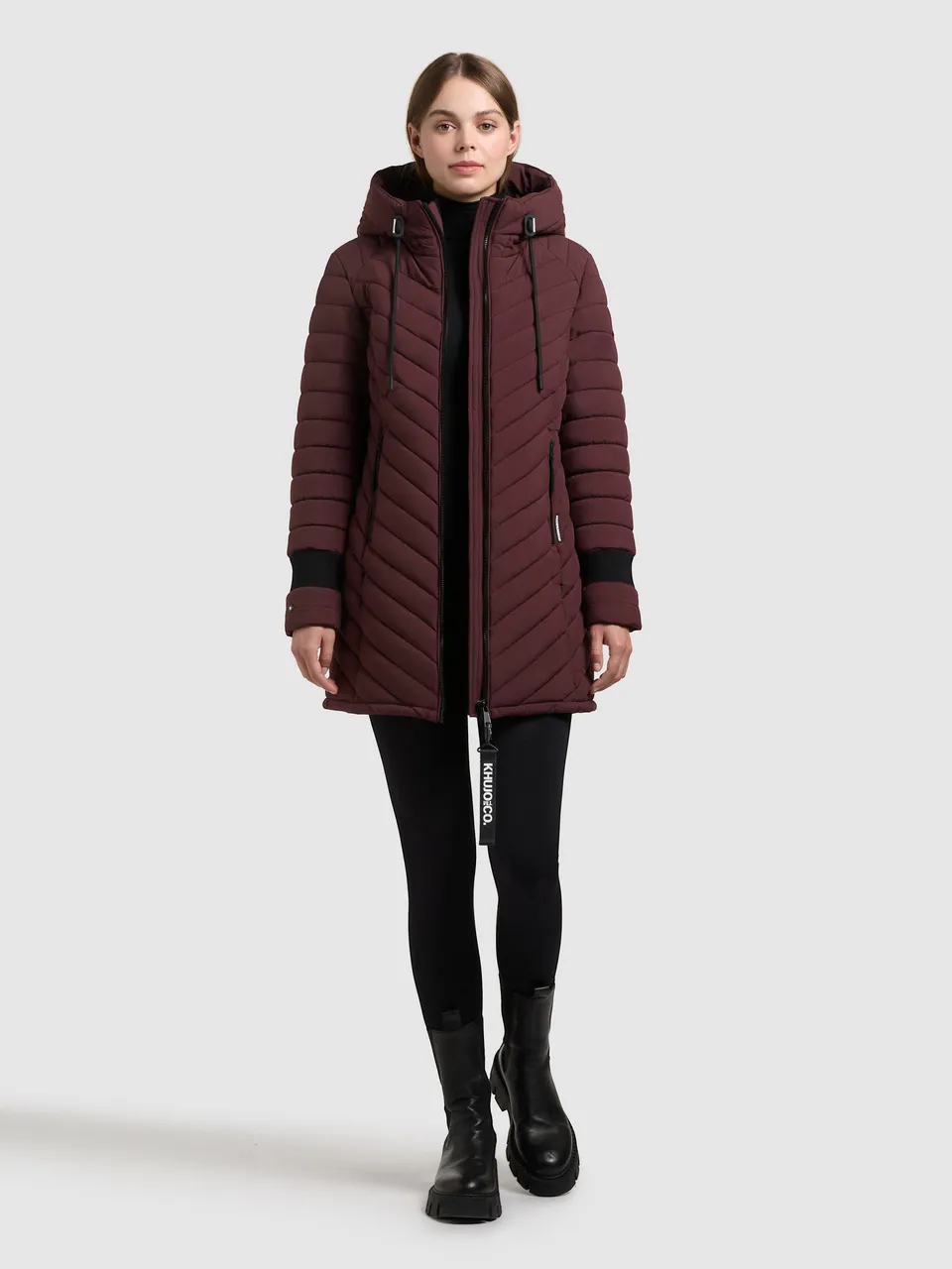 khujo-coat-nita4-moscato-red-gesteppter-damen-kurzmantel-mit-strickb-ndchen image 1
