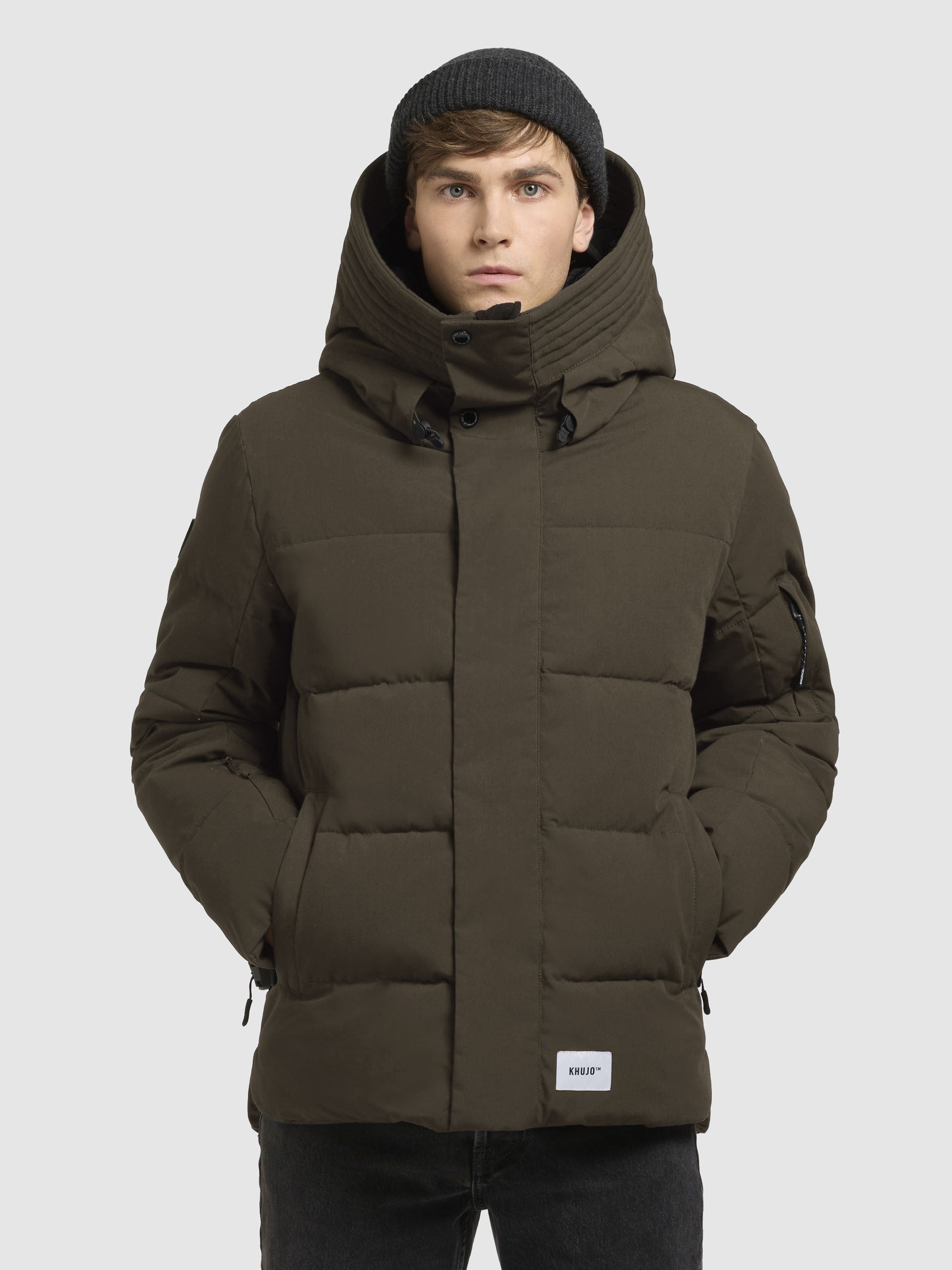 khujo-bard-jacke-khaki-herren-steppjacke-mit-kapuze image 4