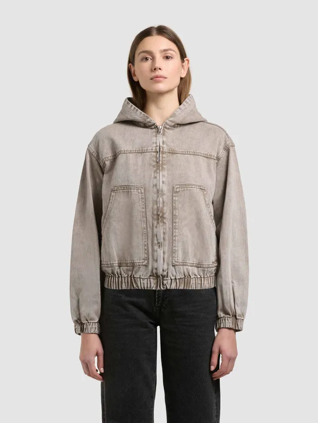 khujo-blouson-gretel-latte-brown-damen-jeansjacke-denim-mit-kapuze-oversize image 1