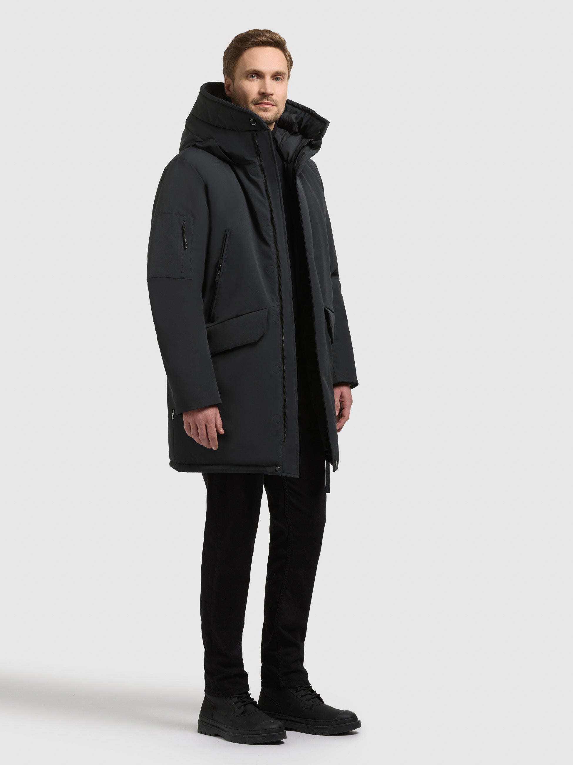 khujo-mantel-dachs-obrage-grey-kurzmantel-parka-mit-kapuze image 1