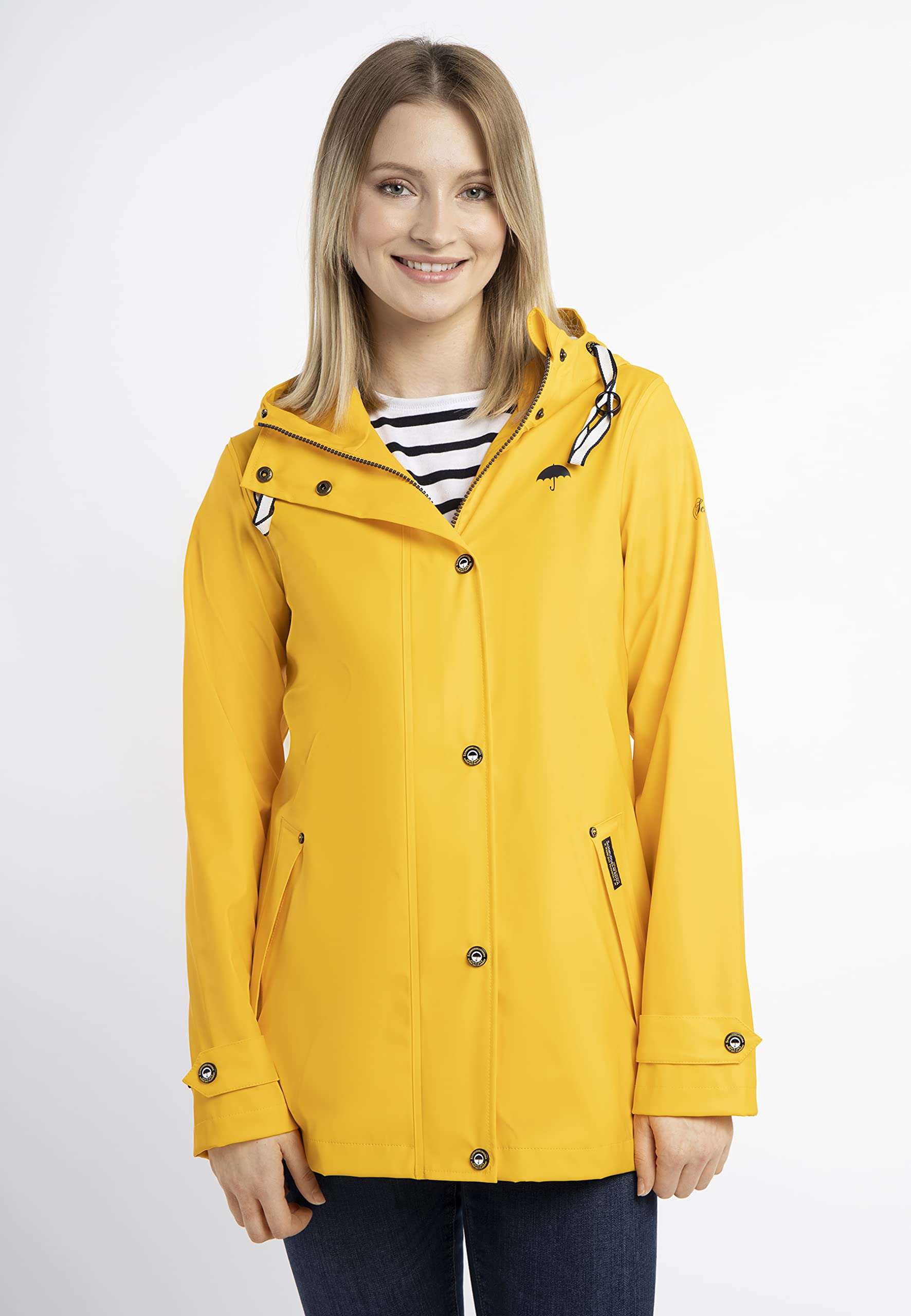 schmuddelwedda-damen-regenjacke-wasserdicht-mit-kapuze-rei-verschluss-und-druckk image 4