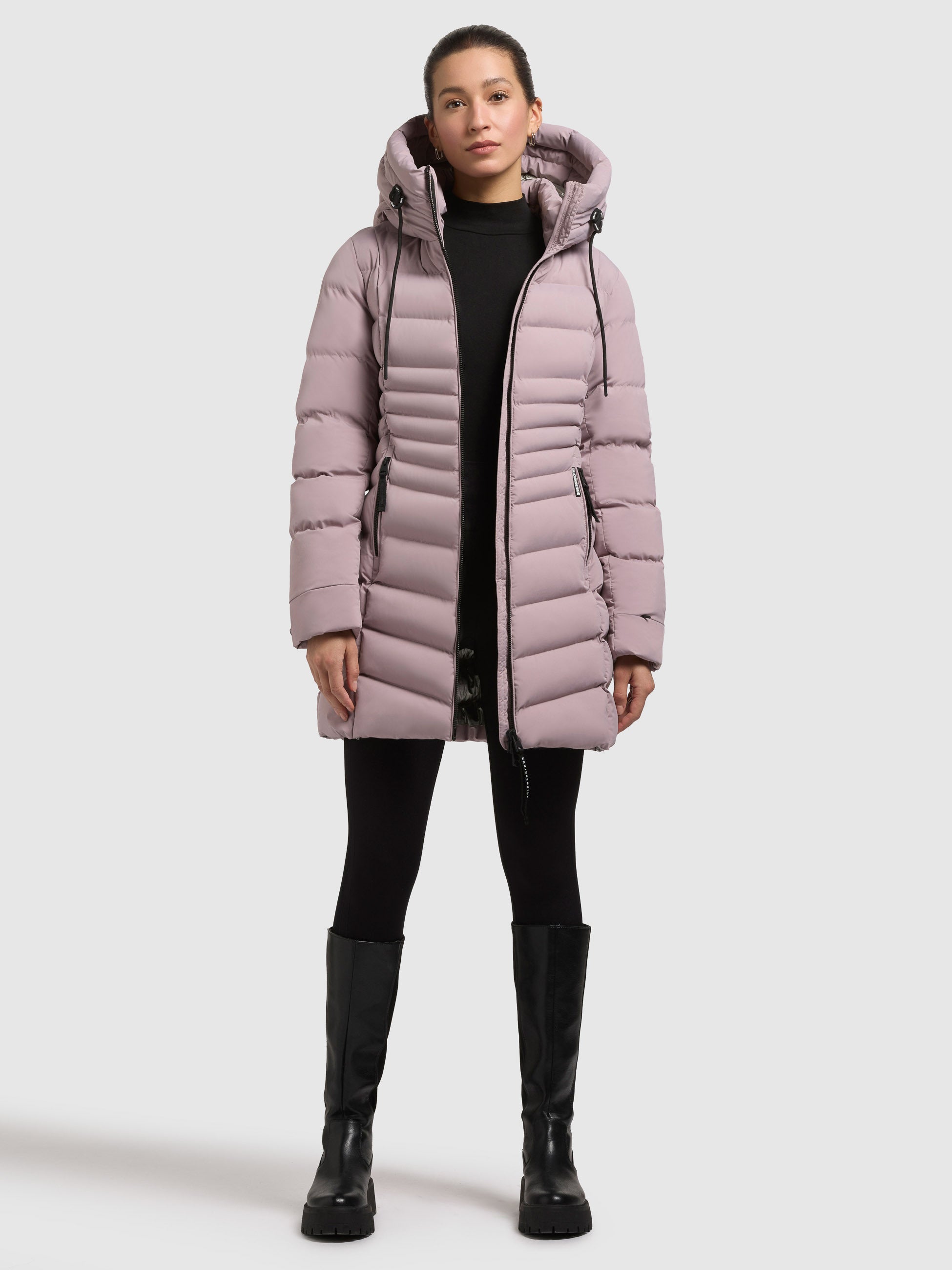 khujo-lava-kurzmantel-pale-mauve-slim-fit-steppjacke-mit-kapuze image 1