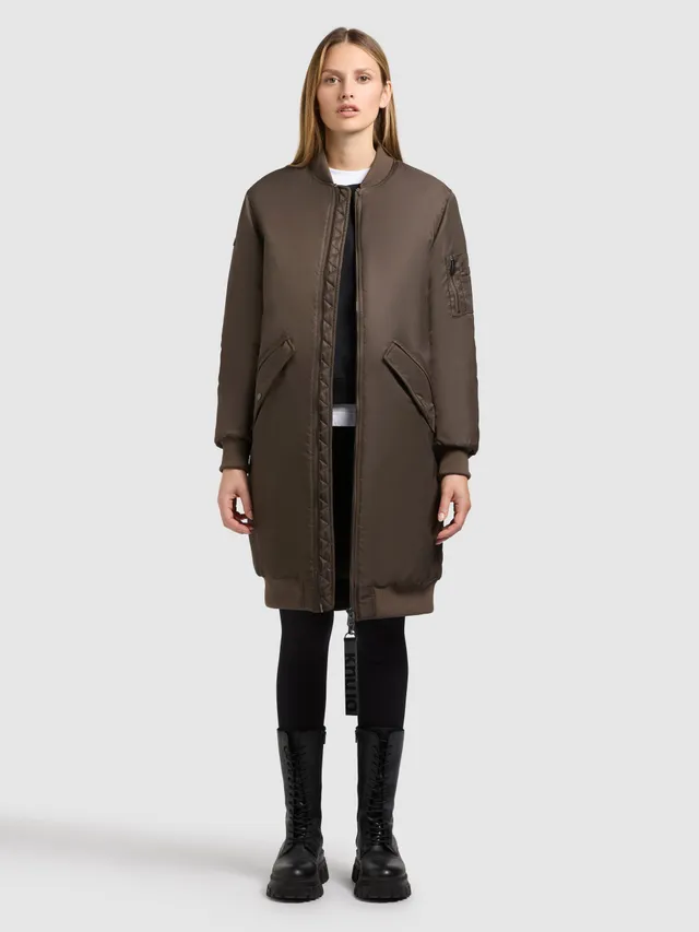 khujo-mantel-lulu-potter-brown-damen-wintermantel-im-bomber-look-knielang image 1