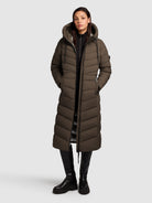 khujo-mantel-ingram4-dark-green-damen-steppmantel-tailliert-knielang image 2